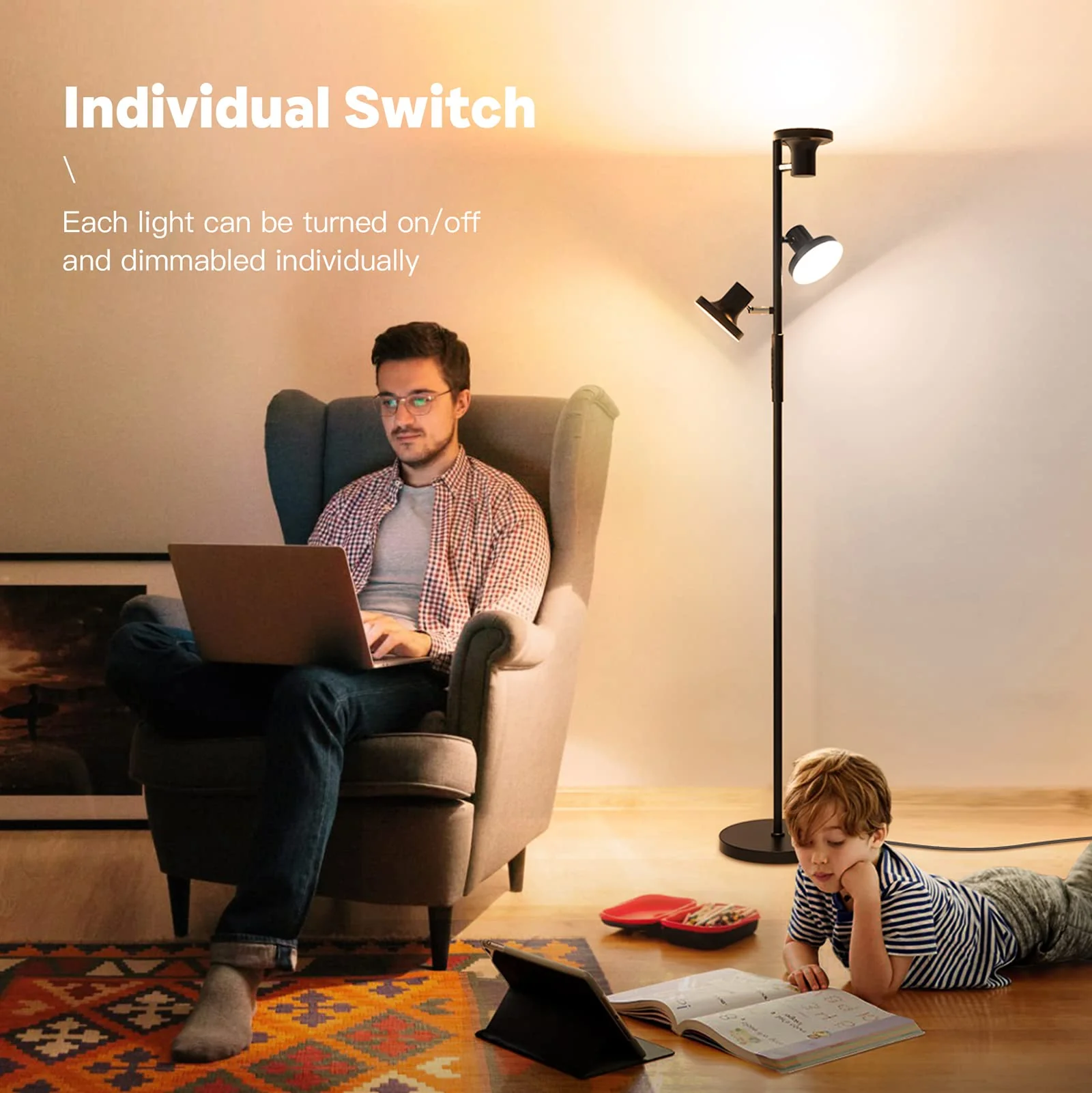 SIBRILLE 36W LED Tree Floor Lamp. Modern Dimmable Standing Lamp