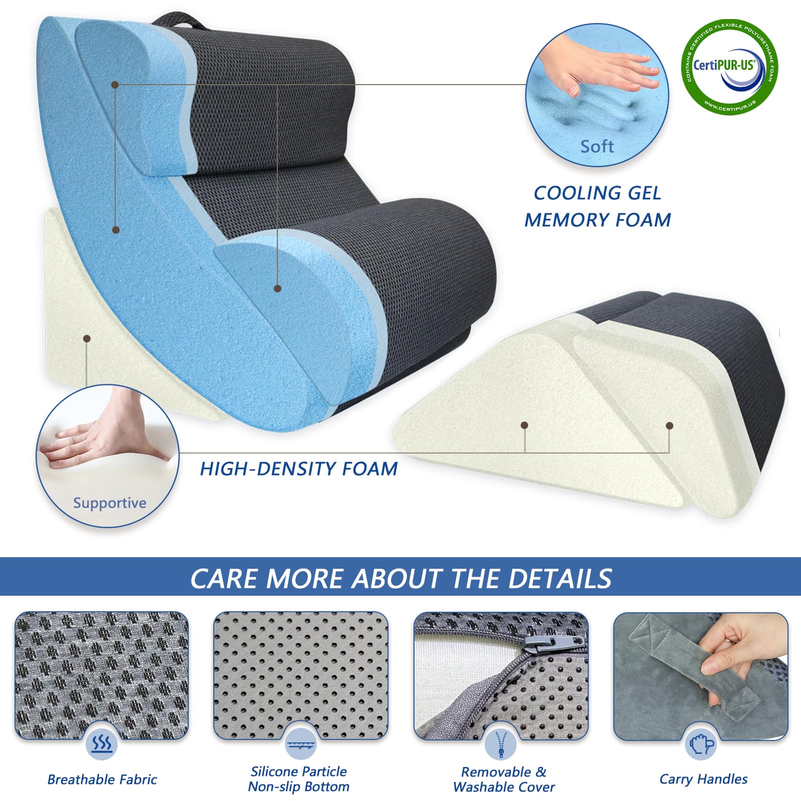 KingPavonini 6PCS Orthopedic Bed Wedge Pillow for Sleeping