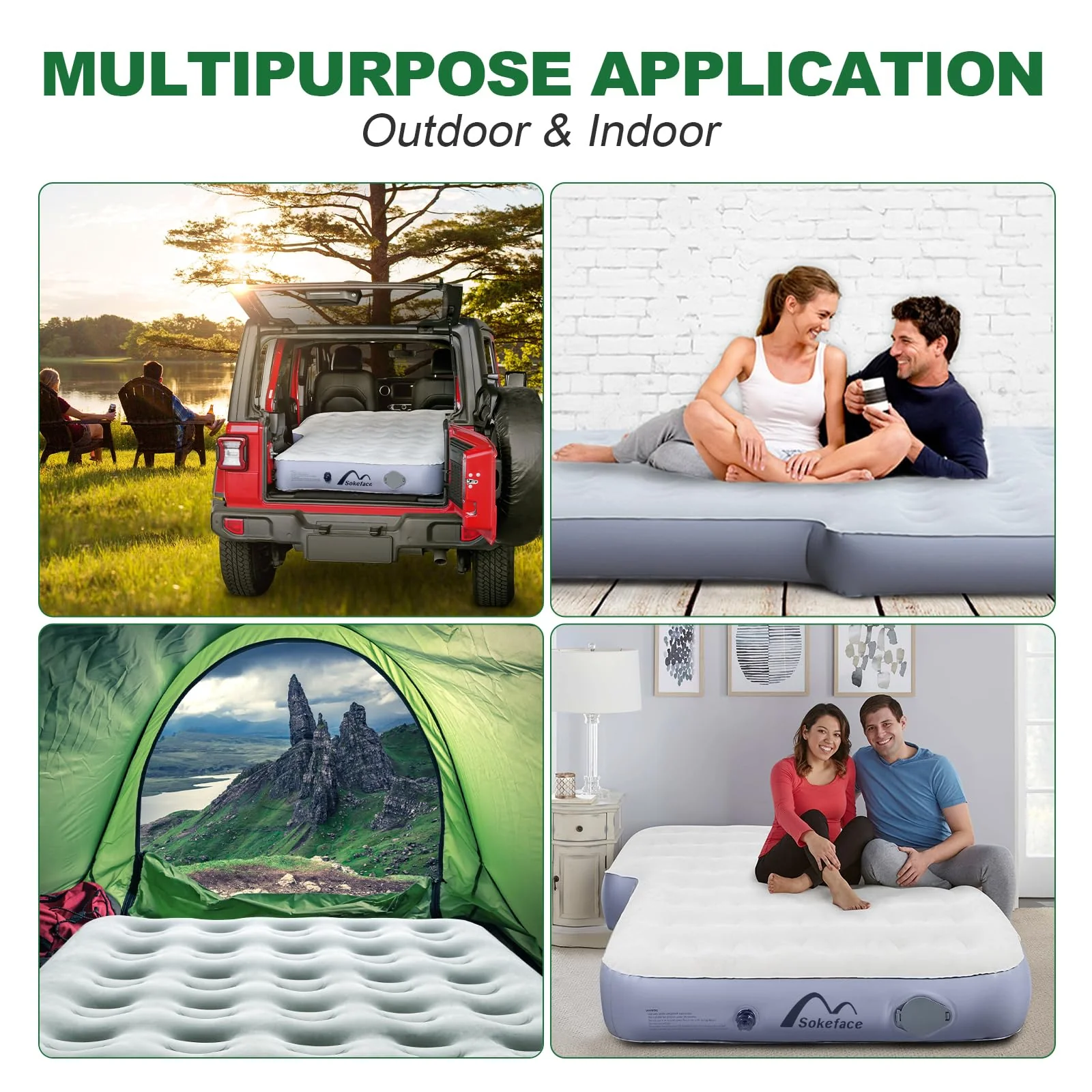 Sokeface 10 Inch SUV Air Mattress Camping Bed with Air Pump