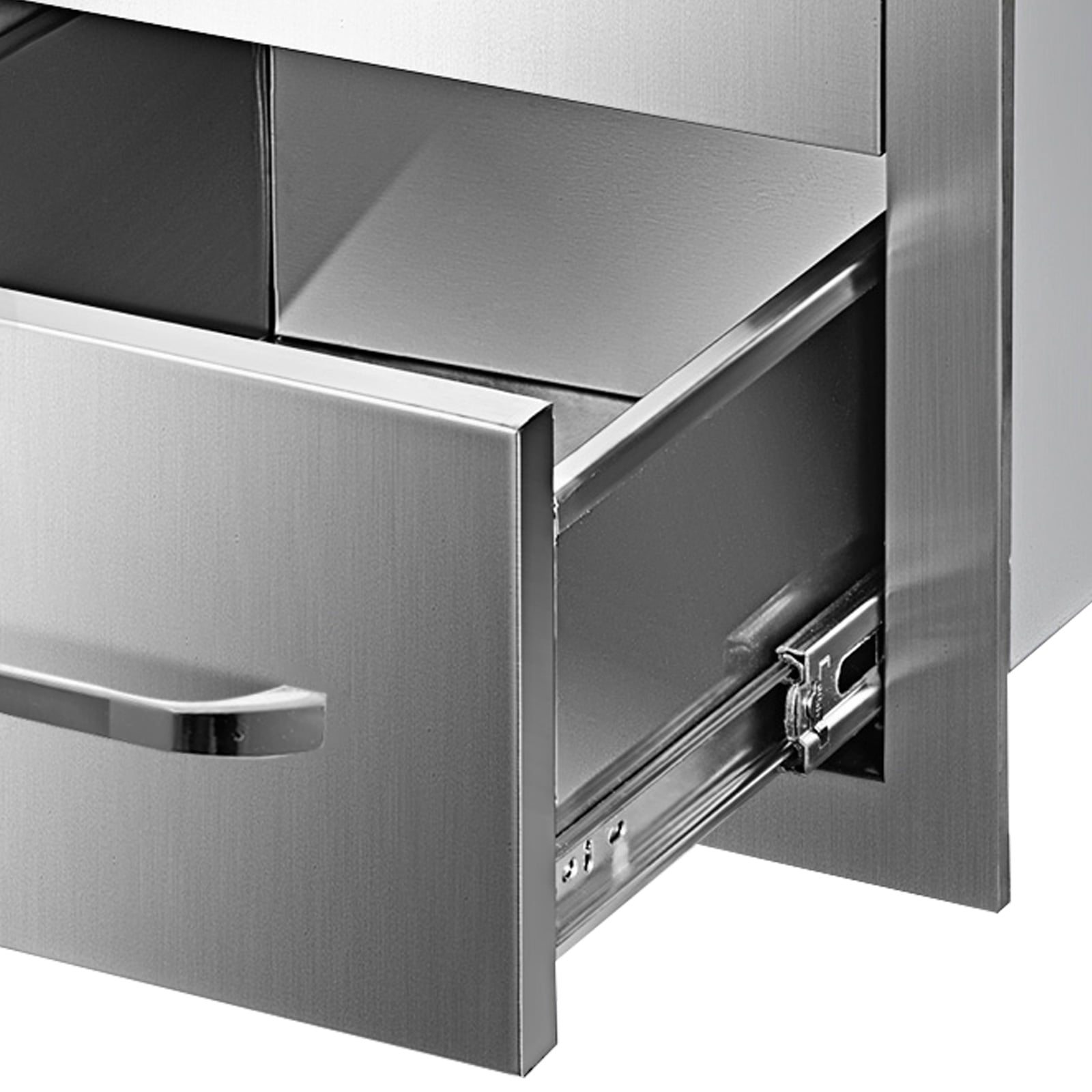 Outdoor Kitchen Drawers 16 W x 21.5 H x 18 D. Flush Mount Triple Access BBQ Drawers with Stainless Steel Handle. BBQ Island Drawers for Outdoor Kitchens or BBQ Island Patio Grill Station