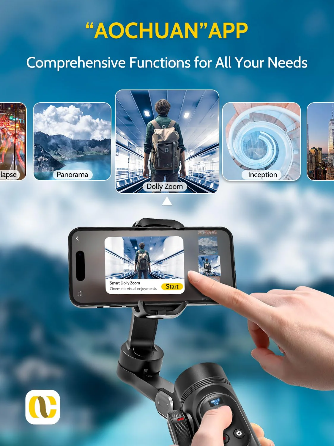 AOCHUAN Gimbal Stabilizer for Smartphone w/Wireless Charging