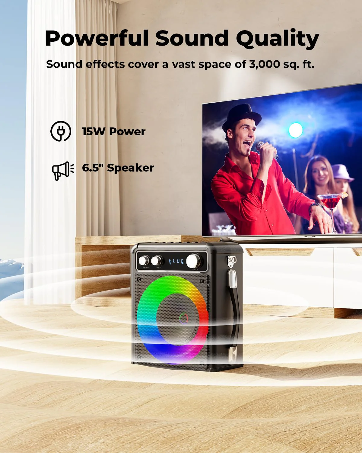 BONAOK Karaoke Machine. Portable Bluetooth Speaker