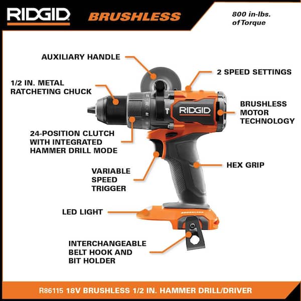 18V Brushless Cordless 3-Tool Combo Kit (Tools Only) with Brushless Cordless 1/2 in. Hammer Drill/Driver