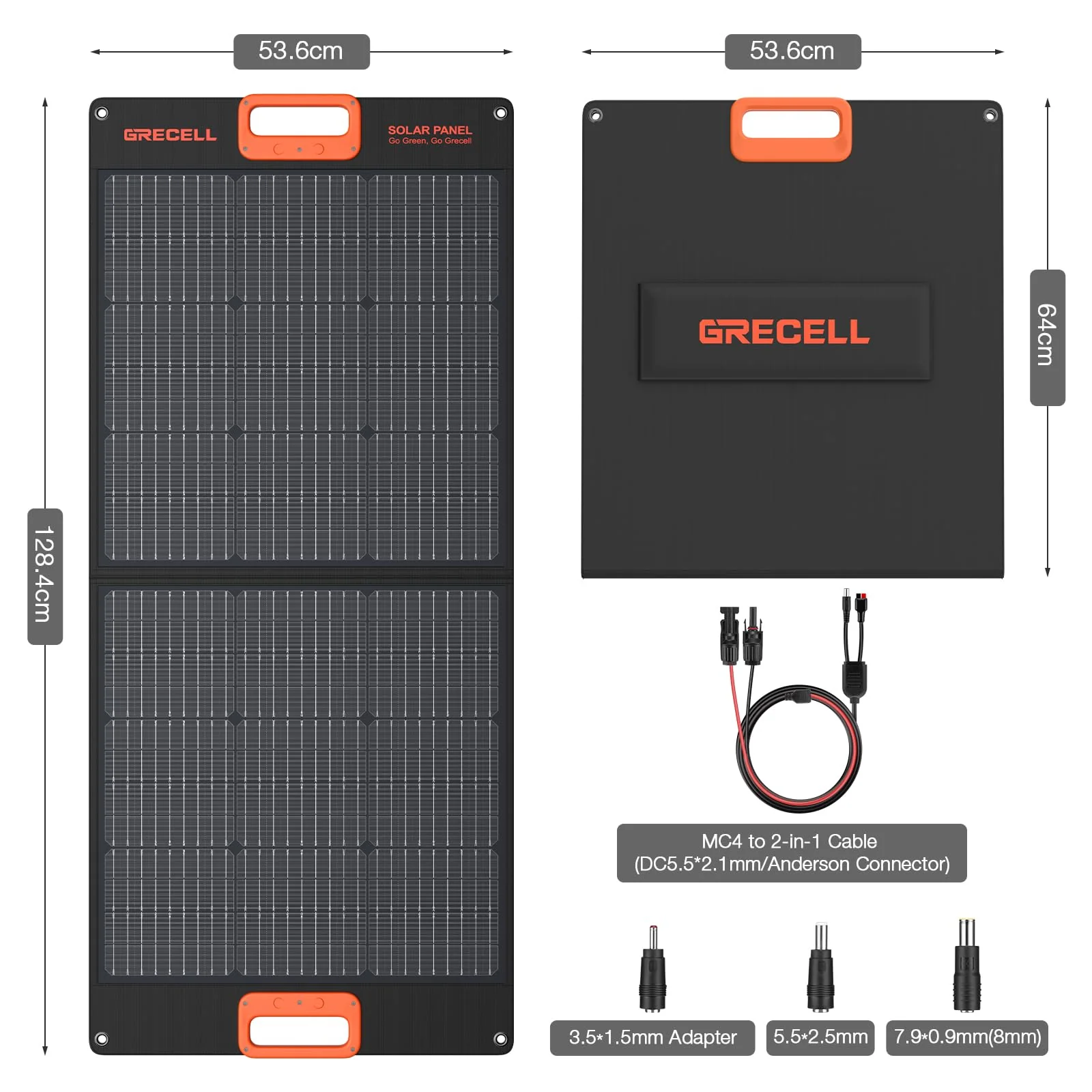 GRECELL 100W Portable Solar Panel for Power Station Generator