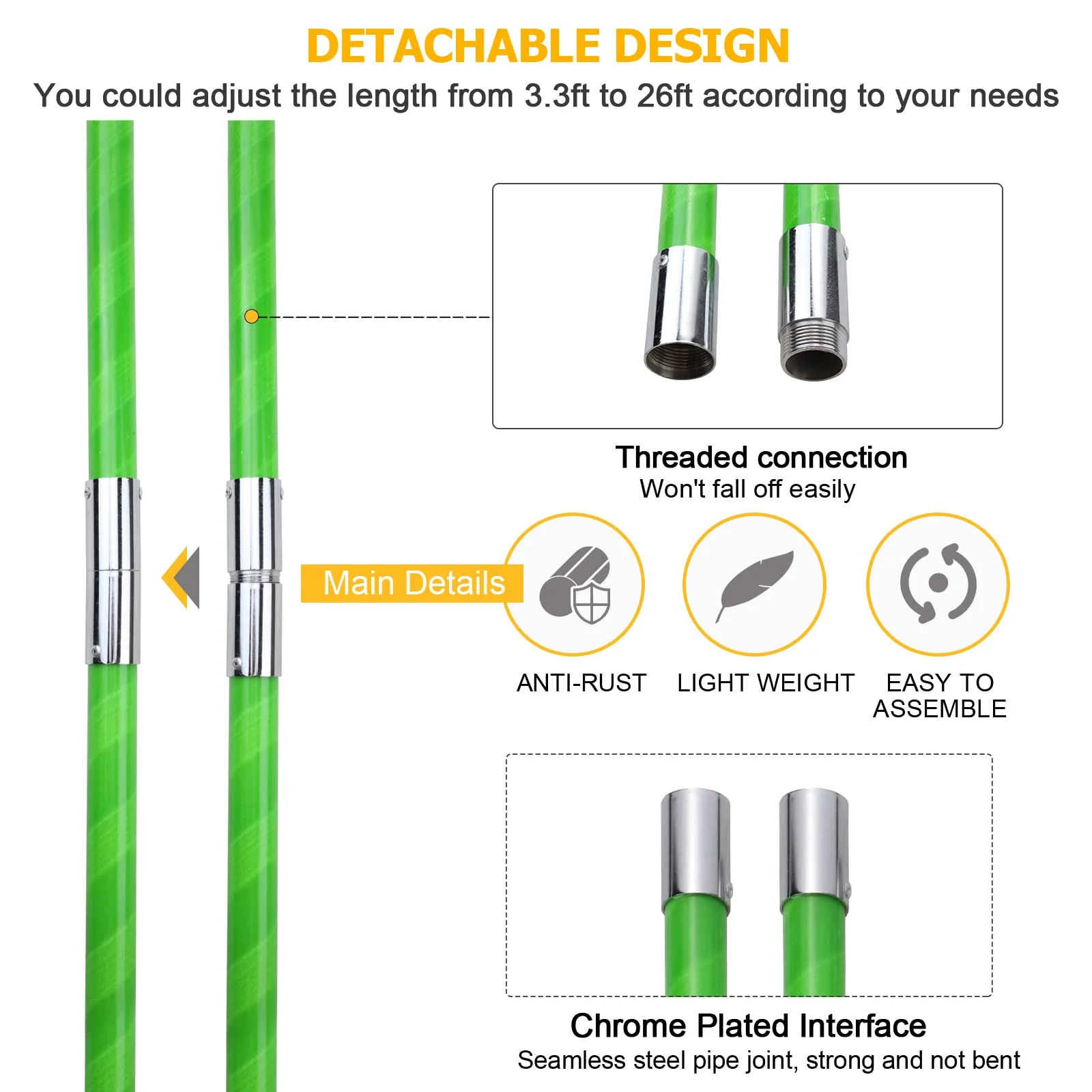 Likeem 26 Feet Tree Pole Pruner Manual Branches Trimmer