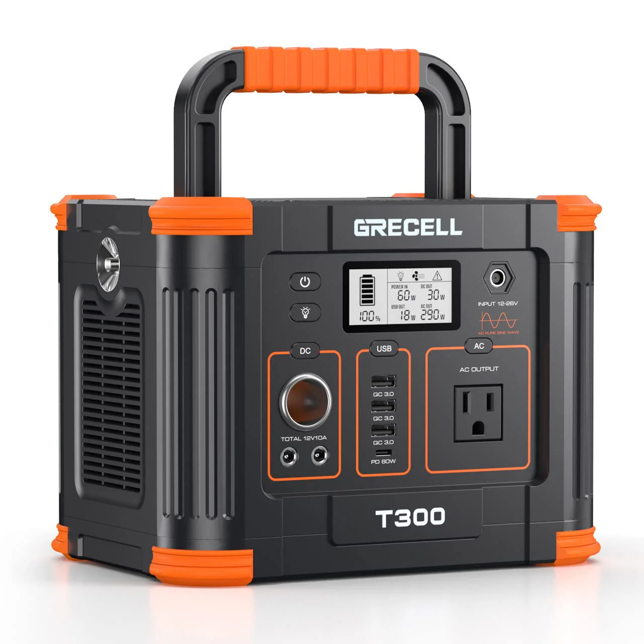 Portable Power Station 300W. GRECELL 288Wh Solar Generator