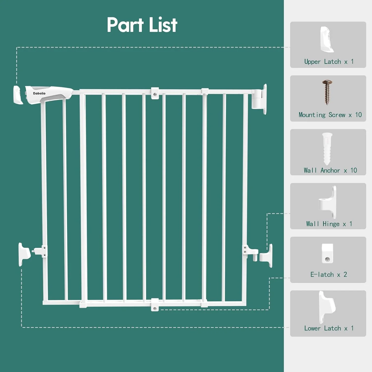 Babelio 26-43 No Bottom Bar Baby Gate for Babies. Elders and Pets