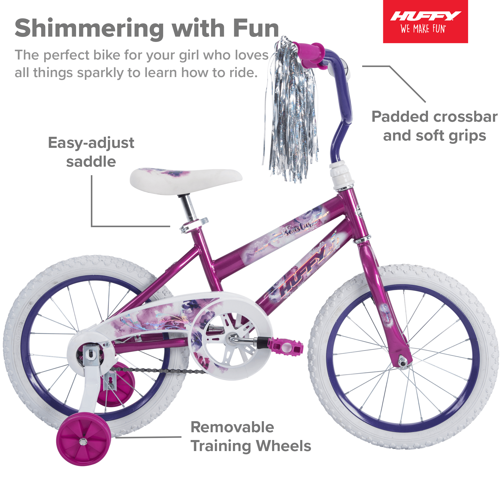 16 in. Sea Star Girl Kids Bike. Metallic Purple