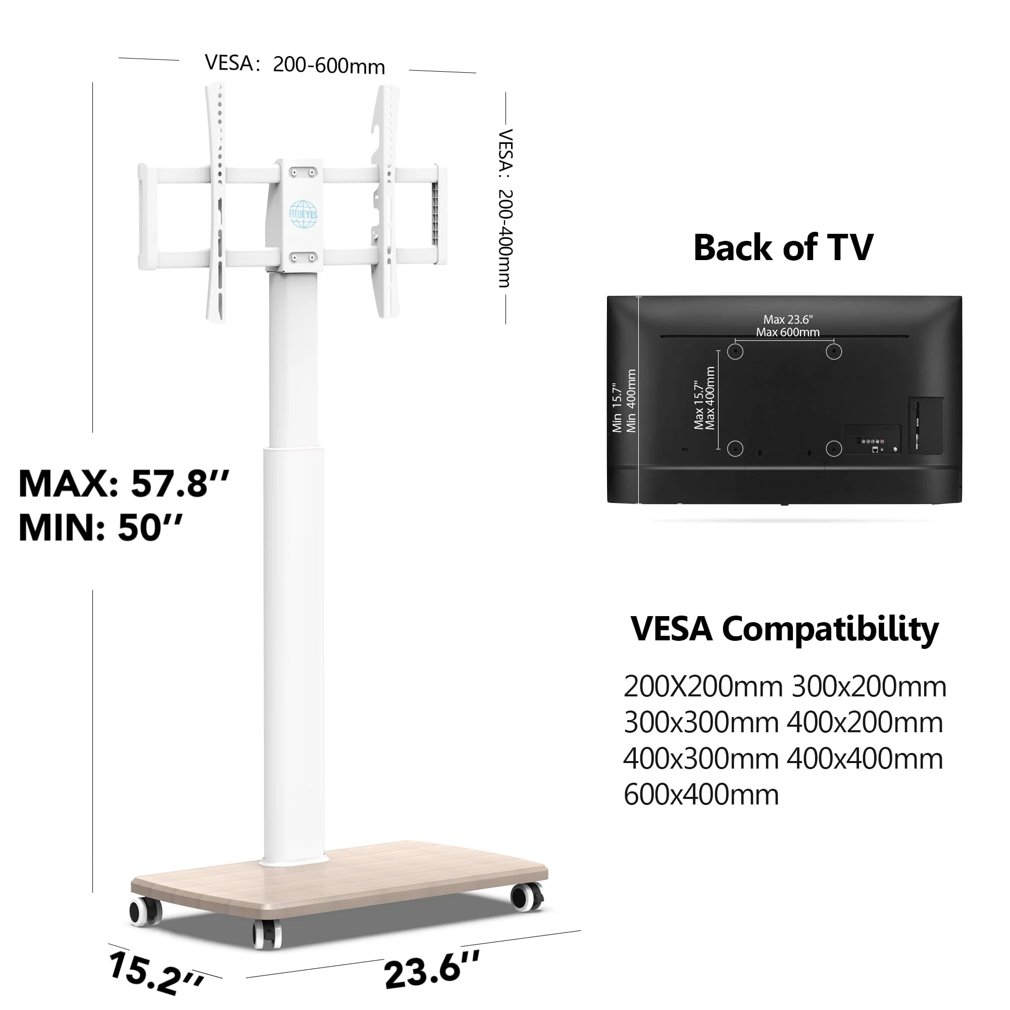 FITUEYES Rolling TV Stand for 32 to 65 70 Inch TVs