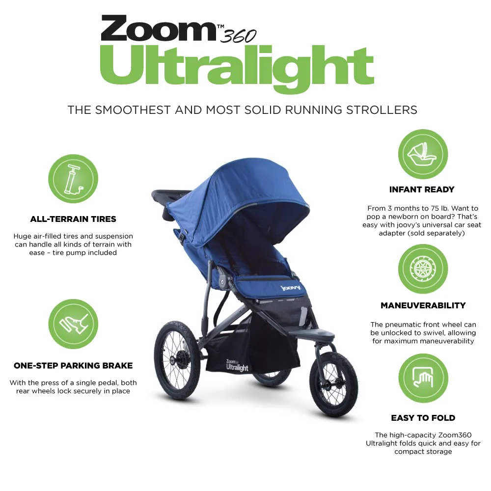 Joovy Zoom360 Ultralight Jogging Stroller Featuring High Child Seat