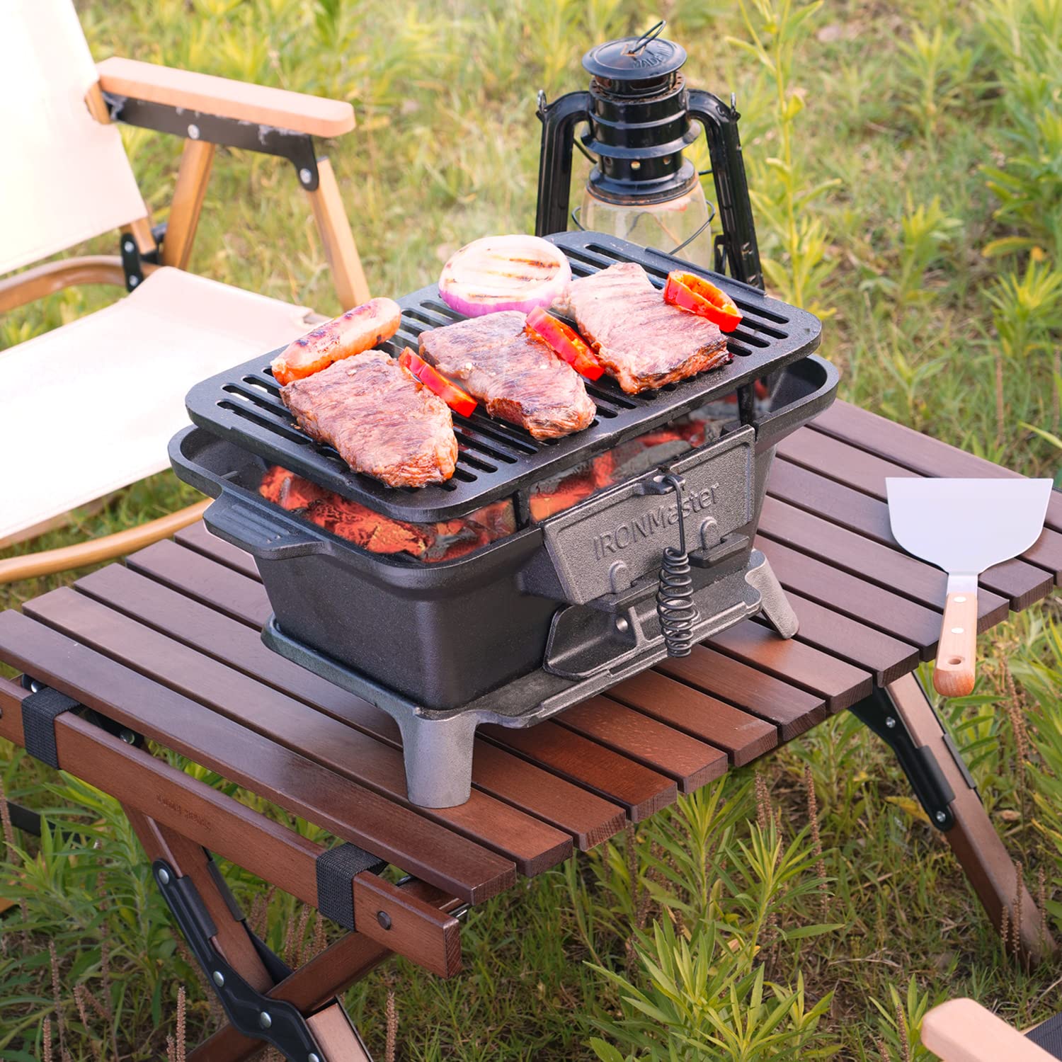IronMaster Hibachi Grill Outdoor. Small Portable Charcoal Grill