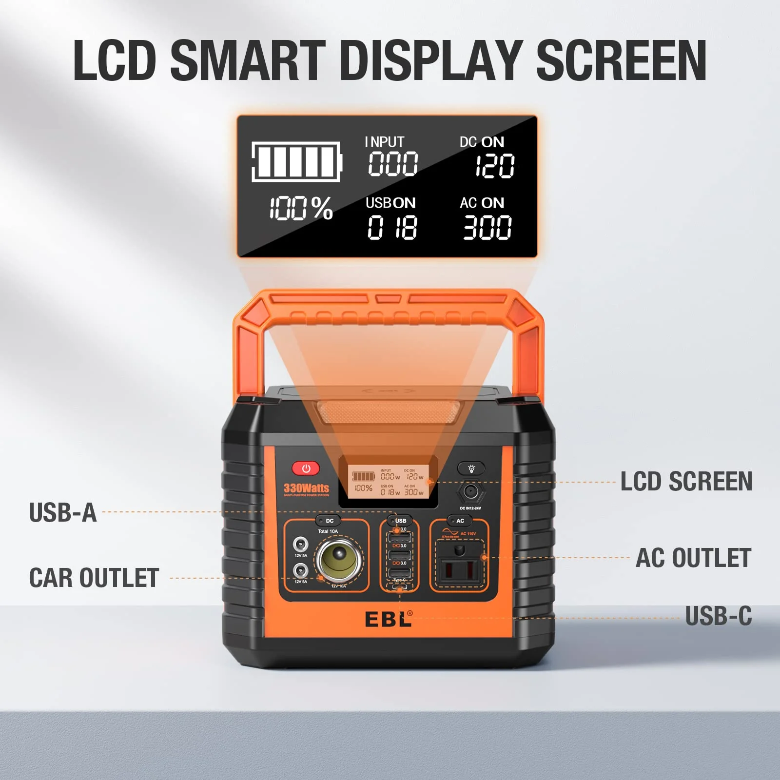 EBL Portable Power Station. 110V/330W Solar Generator