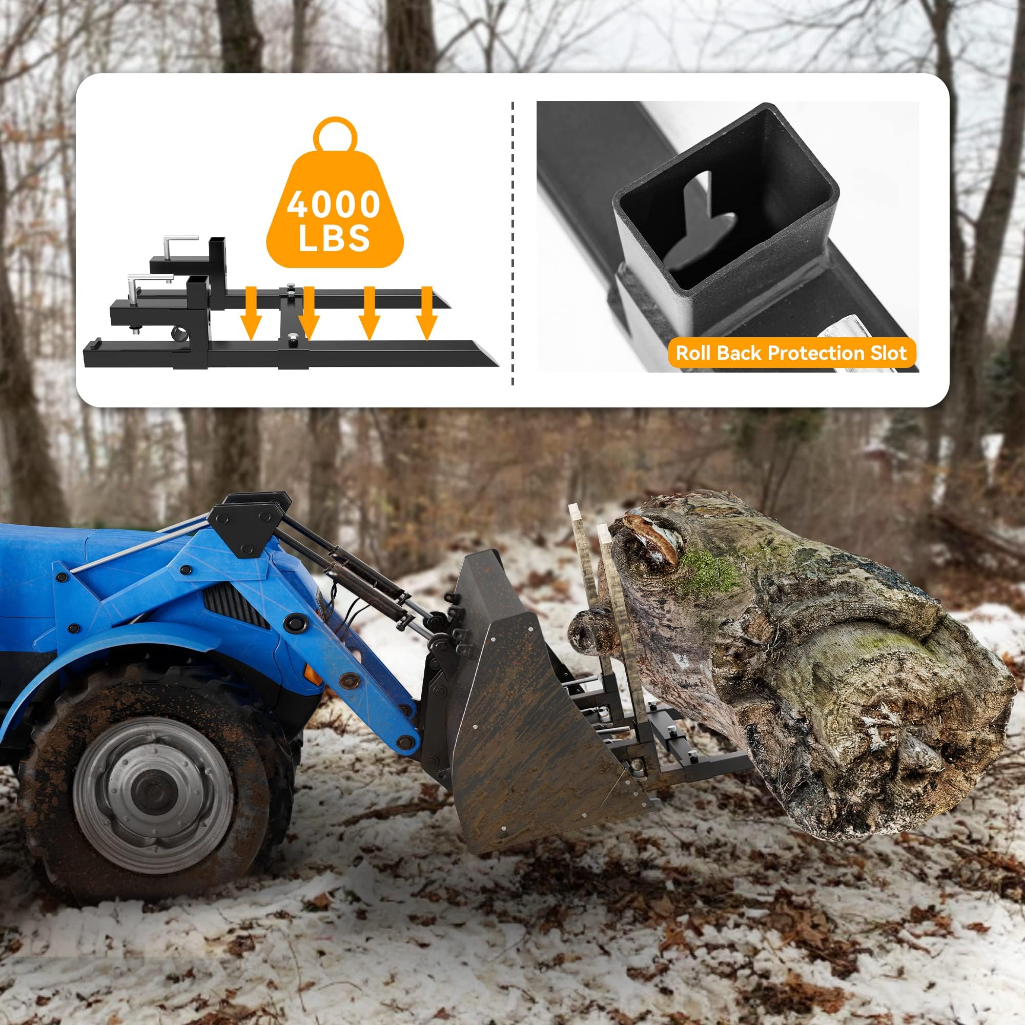 YINTATECH 60 4000lbs Clamp on Pallet Forks Heavy Duty Tractor Forks