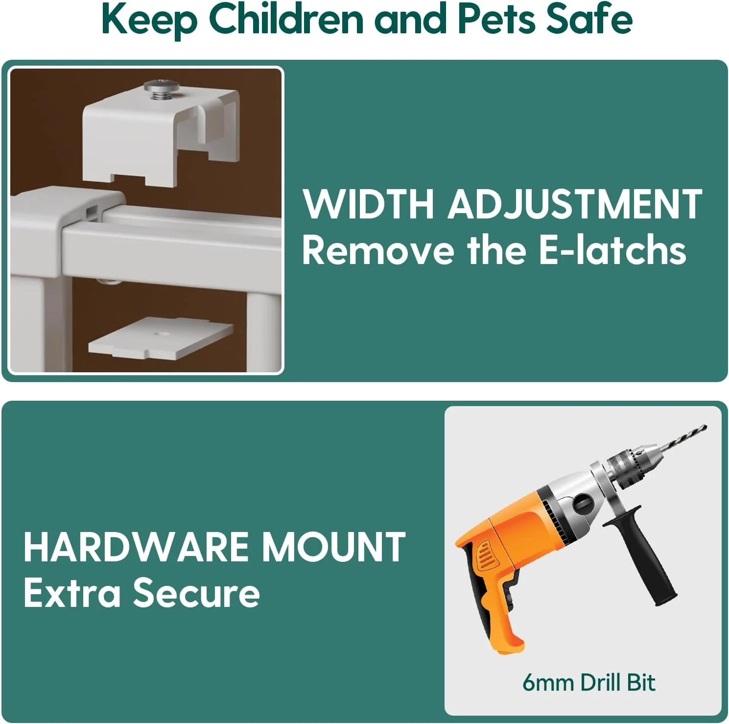 Babelio 26-43 No Bottom Bar Baby Gate for Babies. Elders and Pets