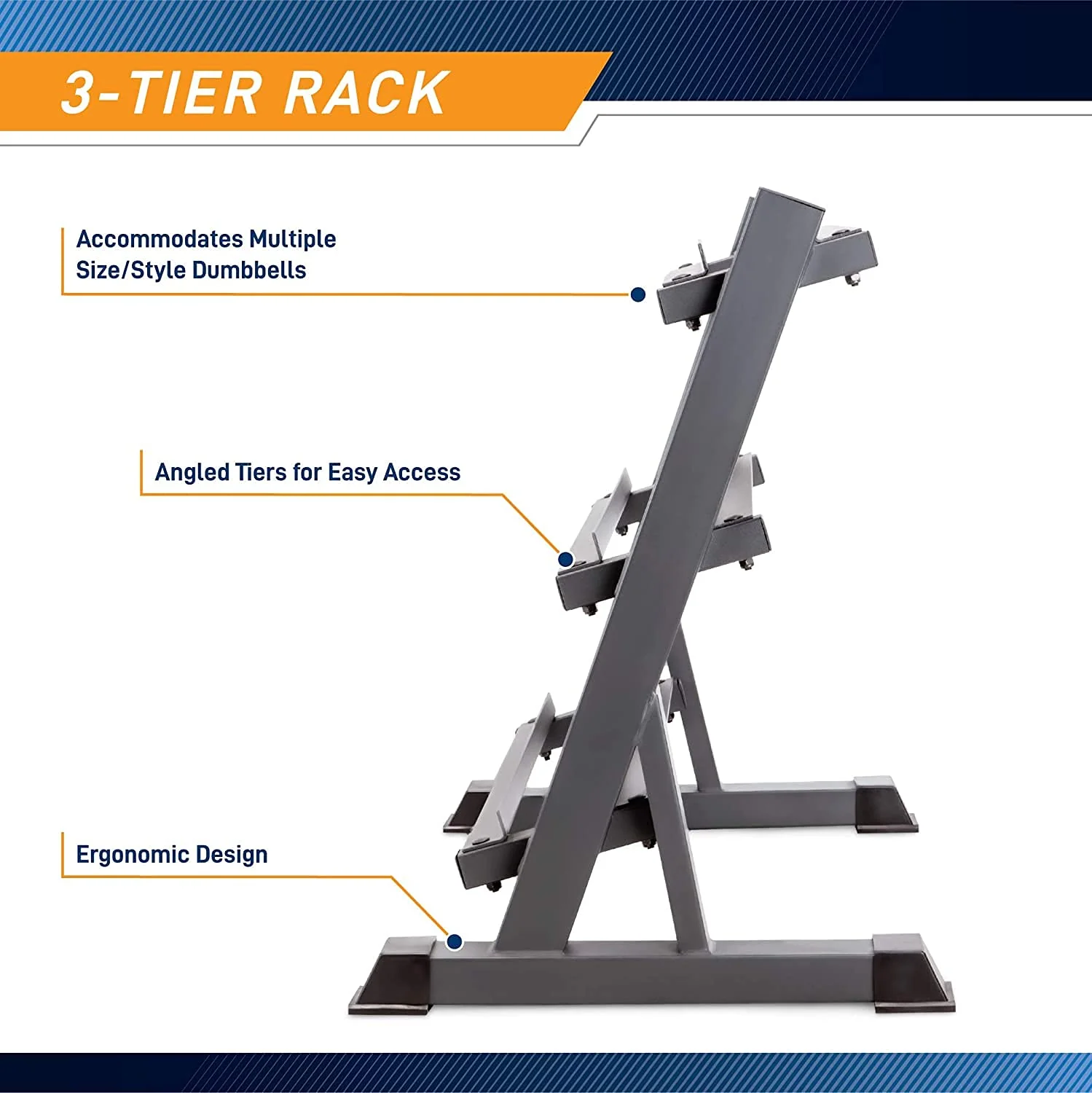 Marcy 3-Tier Dumbbell Rack Multilevel Weight Storage Organizer