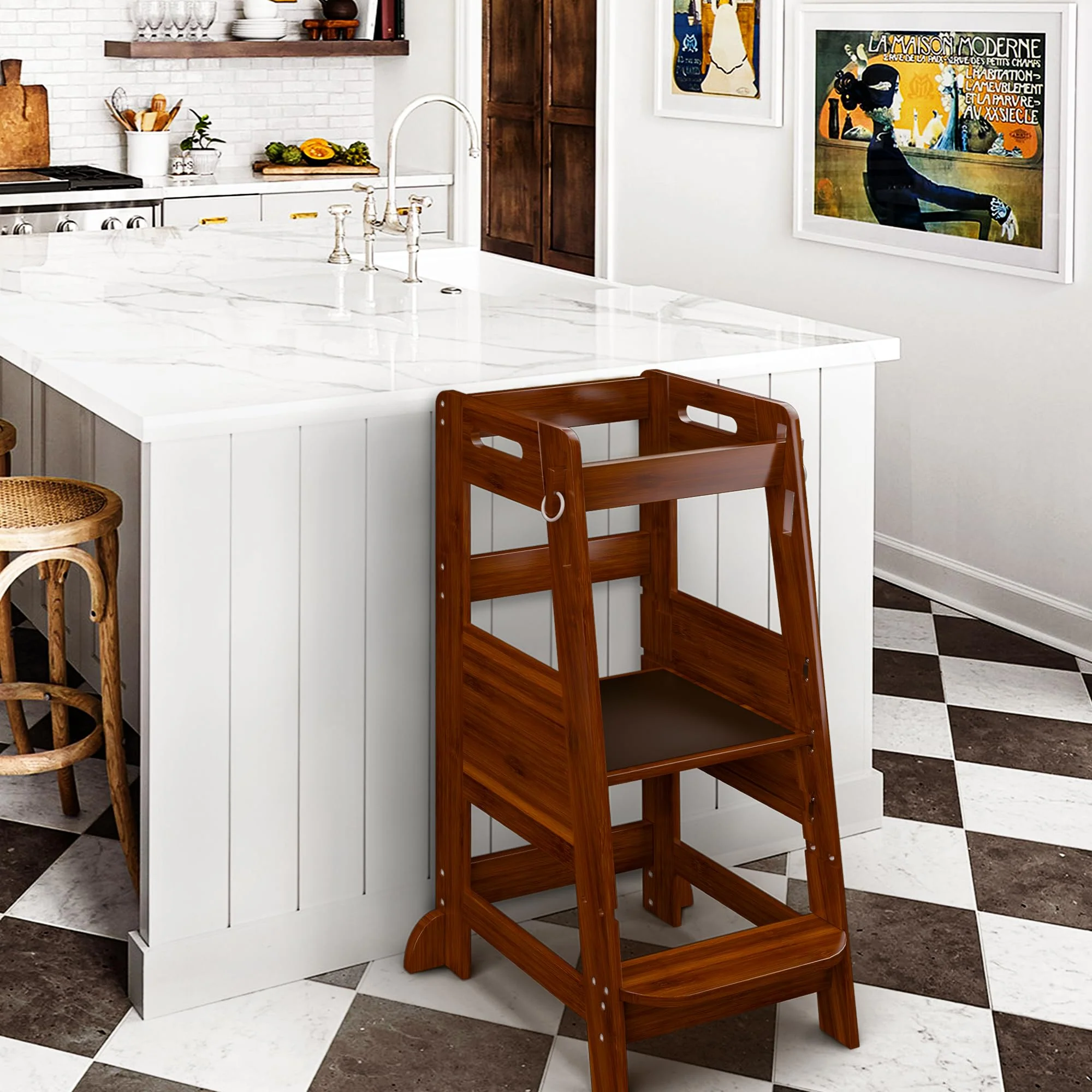 TOETOL Bamboo Toddler Kitchen Step Stool