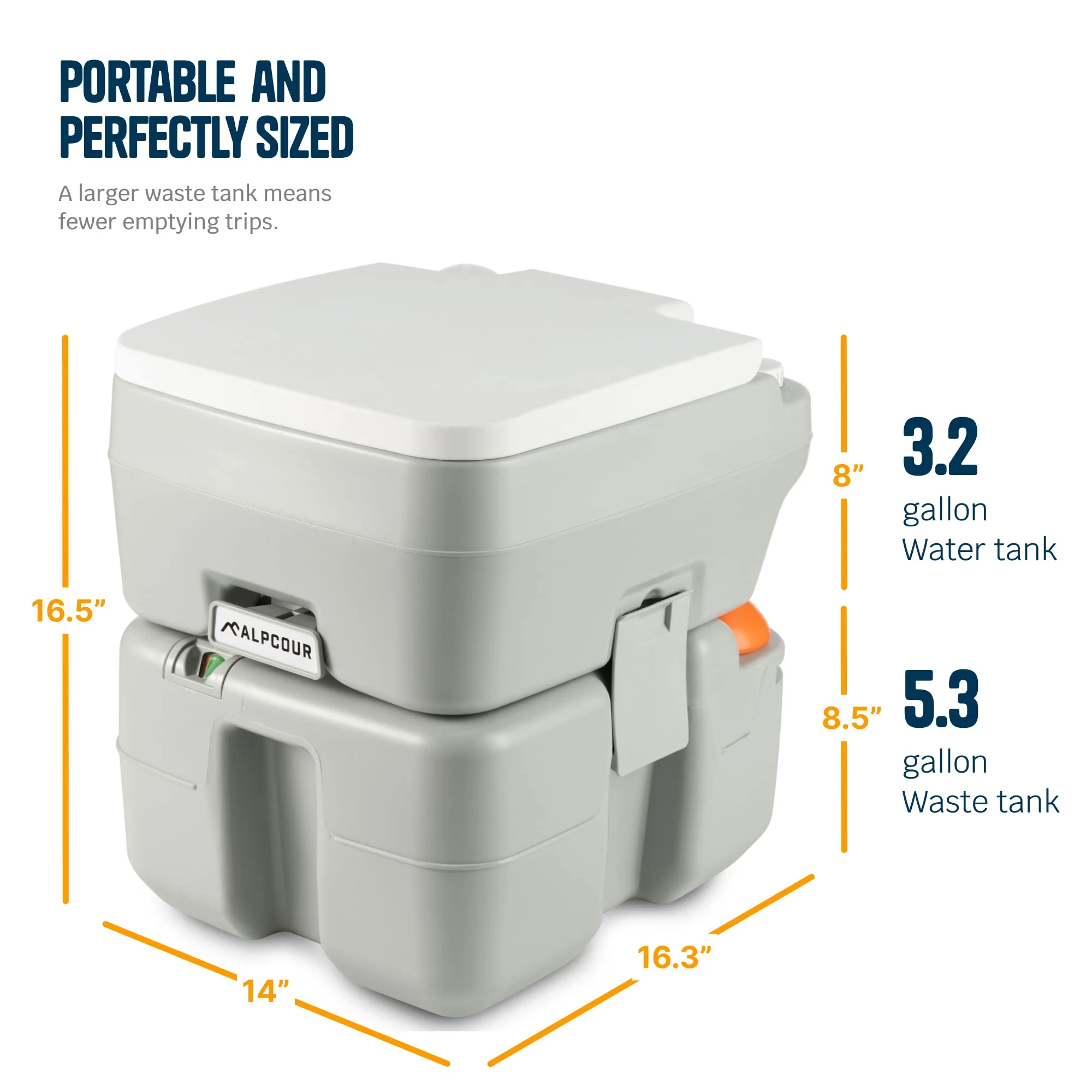 Alpcour Portable Toilet for Camping with 5.3 Gallon Waste Tank