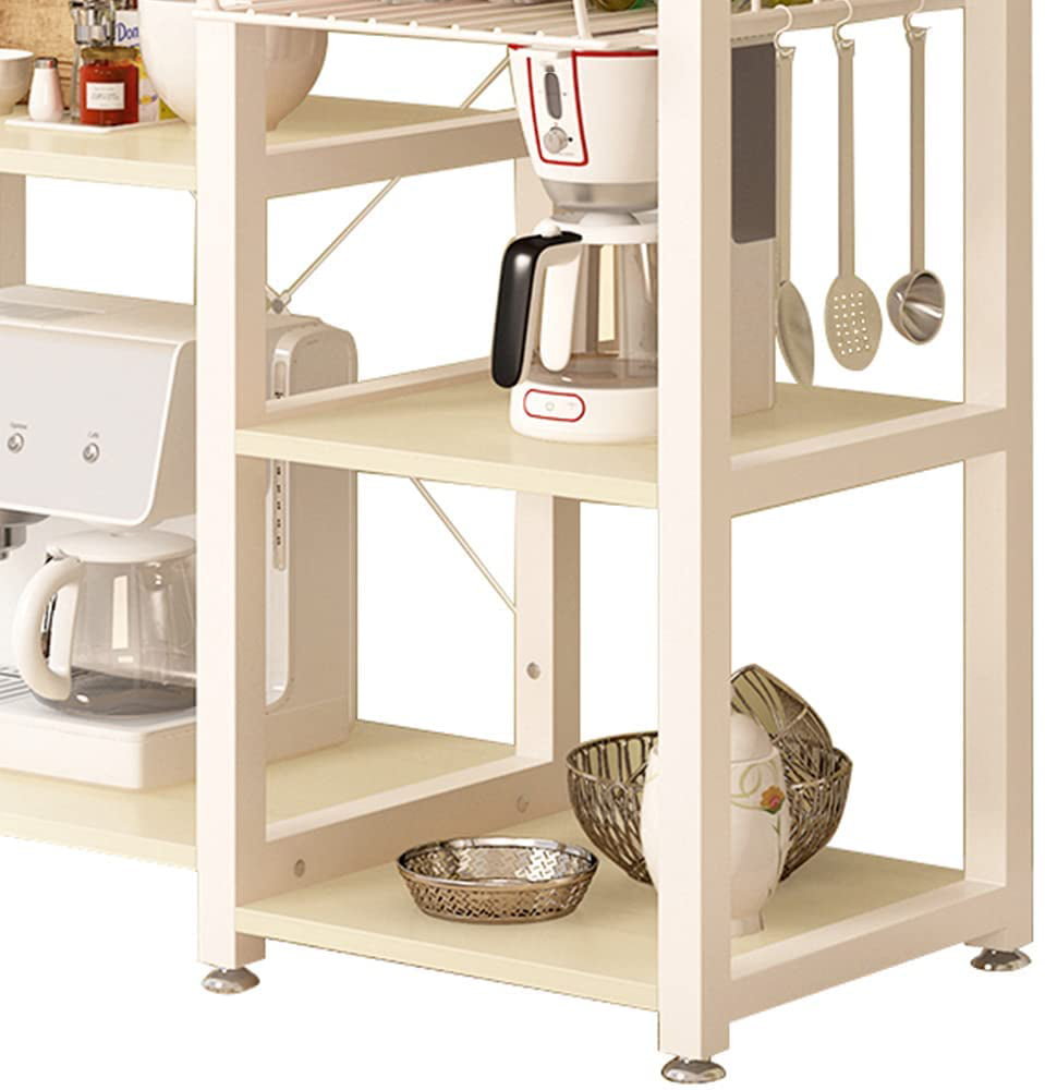 3-Tier Kitchen Island Cart Baker's Rack Utility Shelf Microwave Stand with Storage and Drawer Storage Cart Workstation Shelf. White Maple