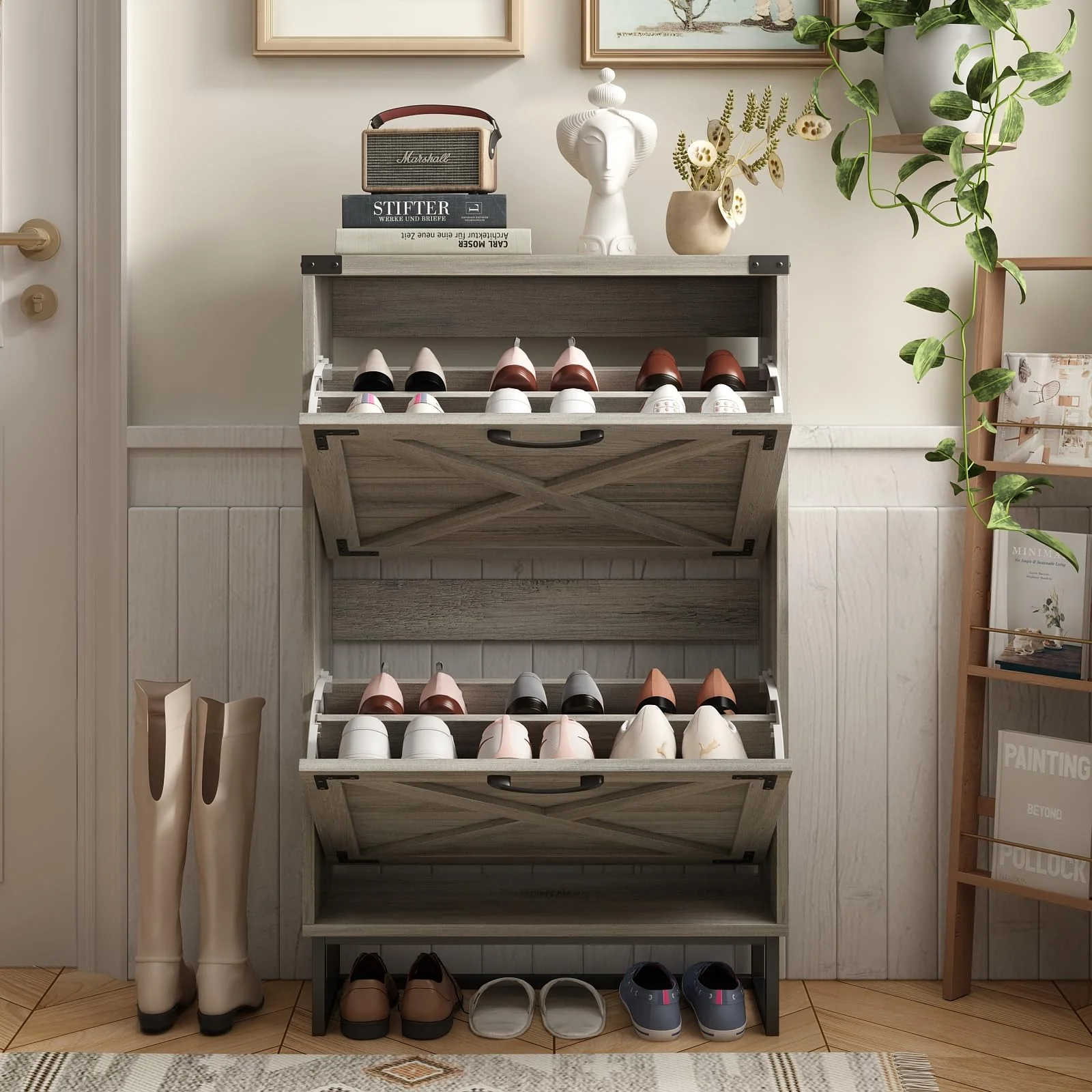 Maupvit 24 W Farmhouse Shoe Cabinet Storage for Entryway
