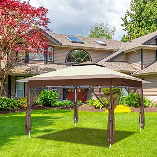 12'x12' Gazebo Outdoor Pop up Canopy Tent with Curtains and Shelter for Patio. Party & Backyard