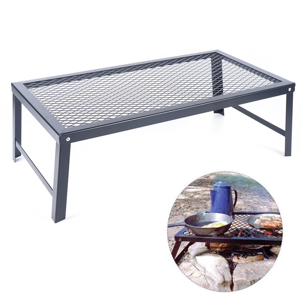 Campfire Grill Over-Fire Pit Cooking BBQ Rack Cooking Stove Black Foldable