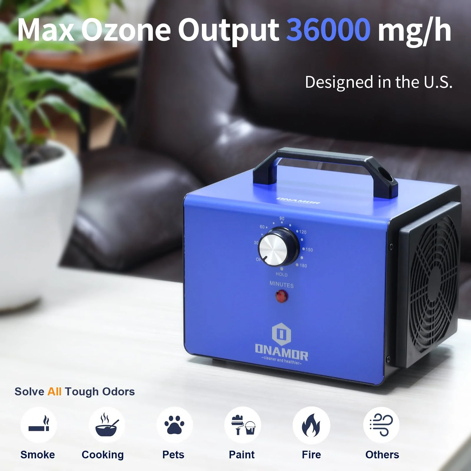 ONAMOR Ozone Generator 36000 mg/h for Home. Car. Smoke