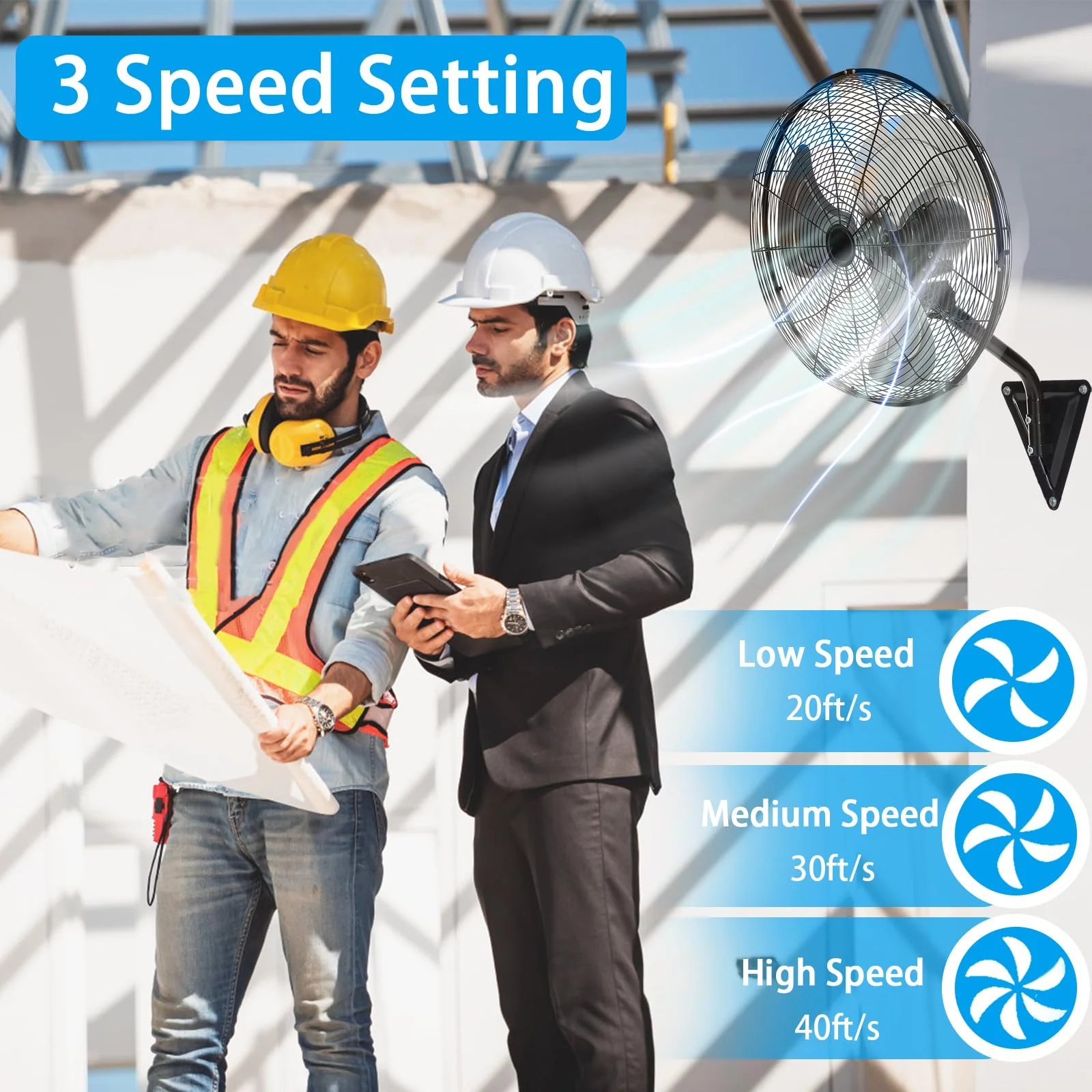 WARMLREC 18In Wall Mount Fan. 120�� Oscillating Fan