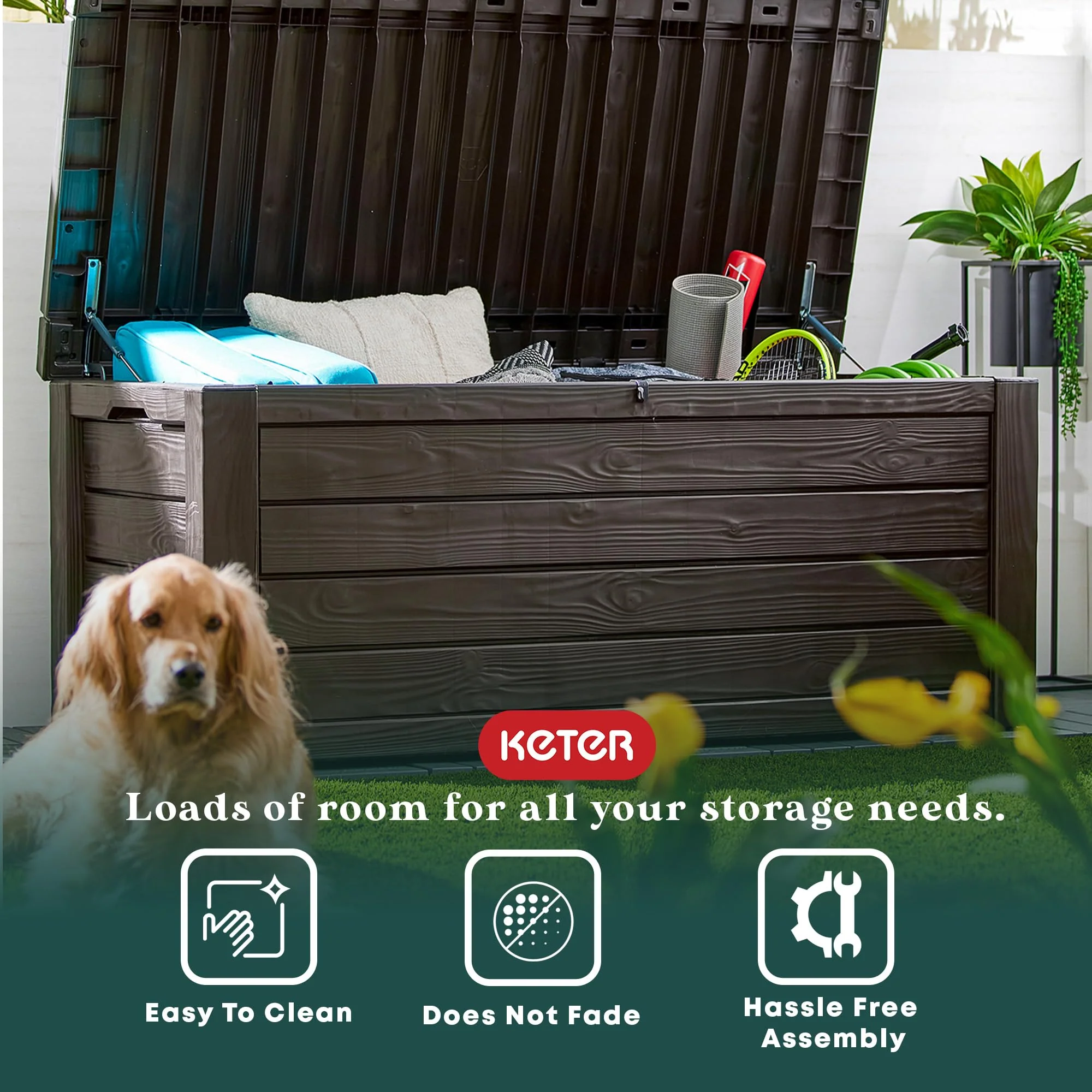 Keter Westwood 150 Gallon Plastic Outdoor Storage Deck Box