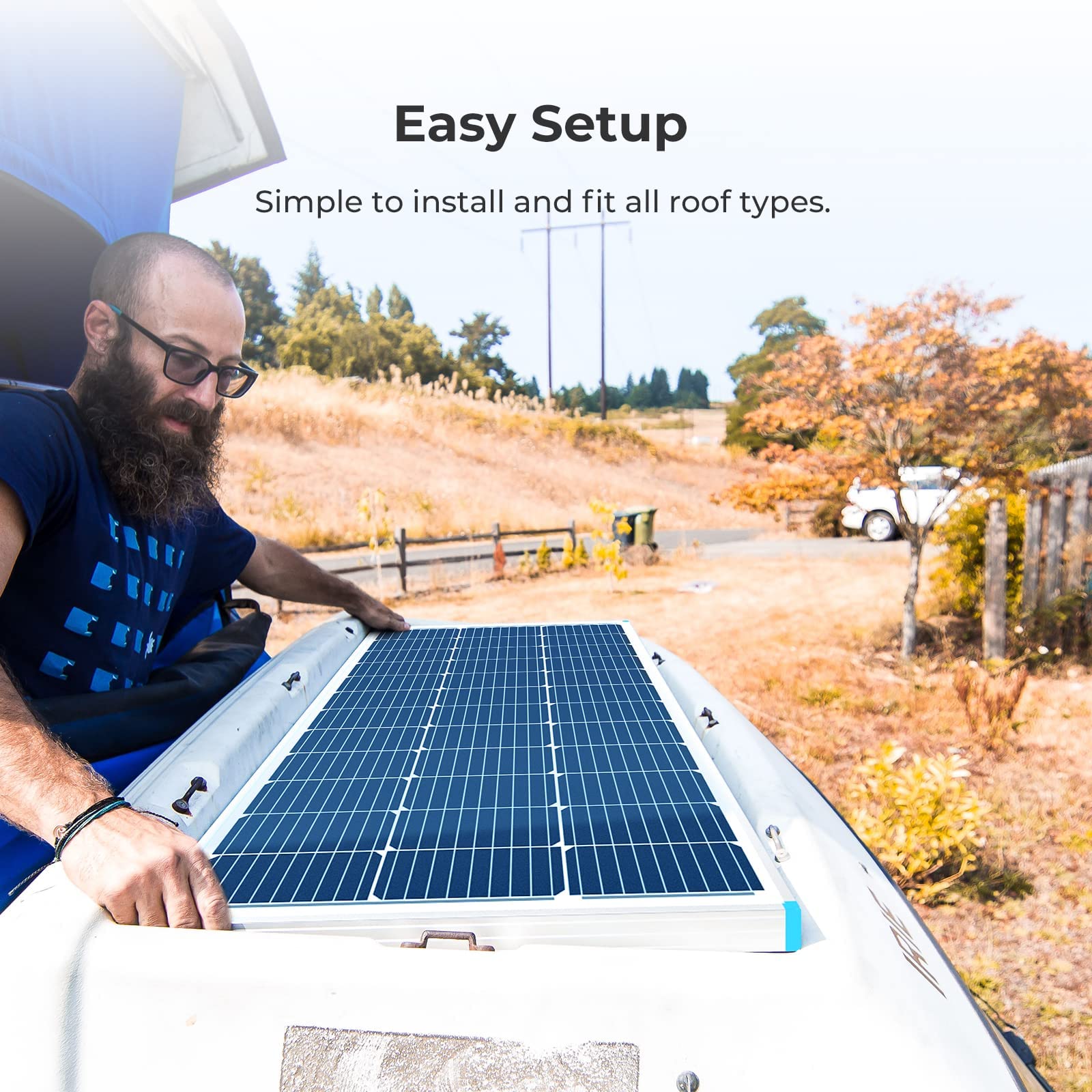 Renogy Solar Panel 100 Watt 12 Vol for RV Marine Rooftop Farm Battery