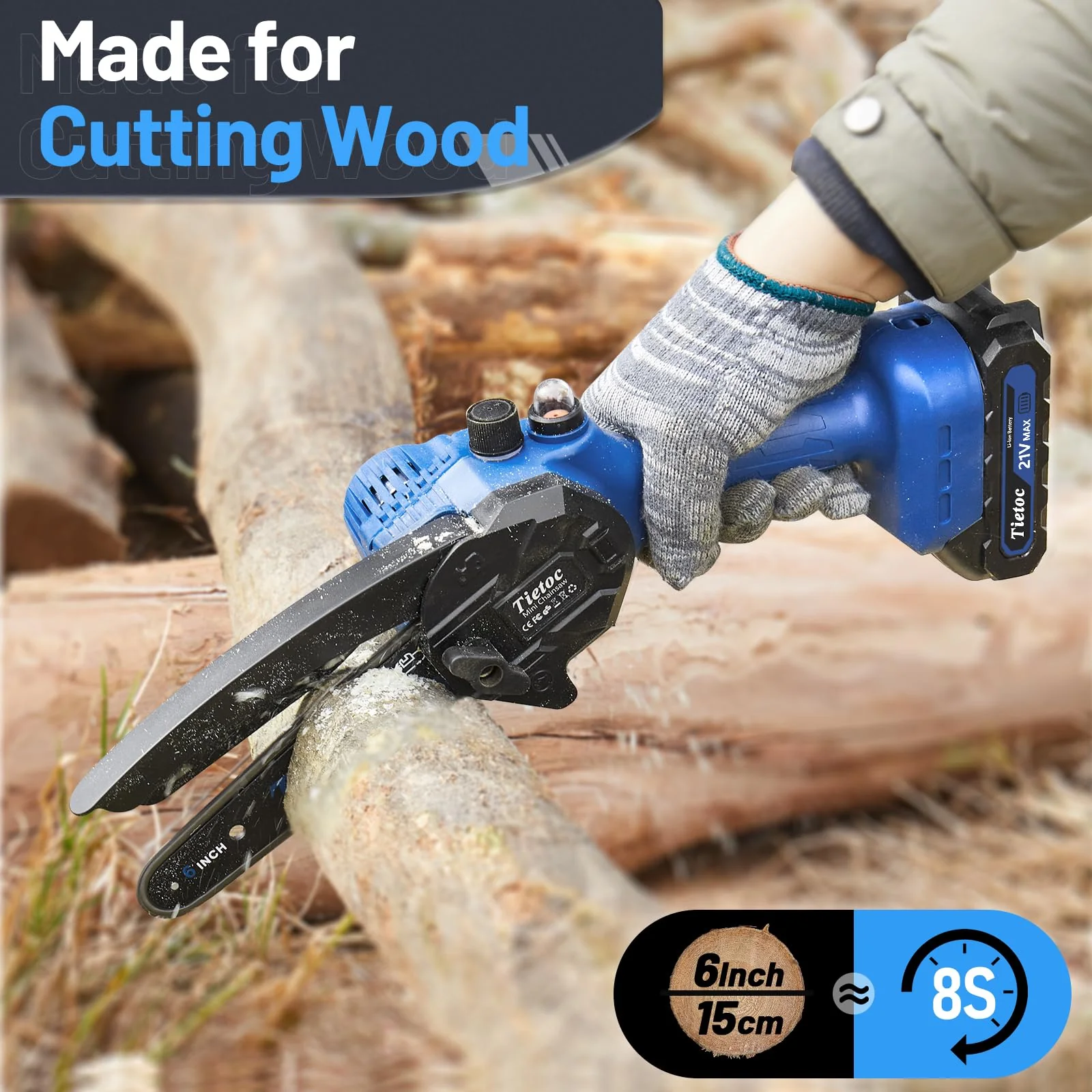Tietoc 6 Inch Cordless Mini Electric Chainsaw