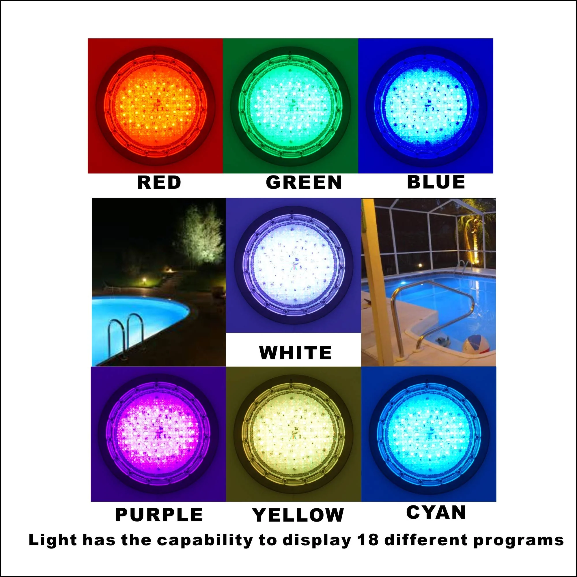 Poolexa 10 Inch Large LED Multicolor Inground Pool Light