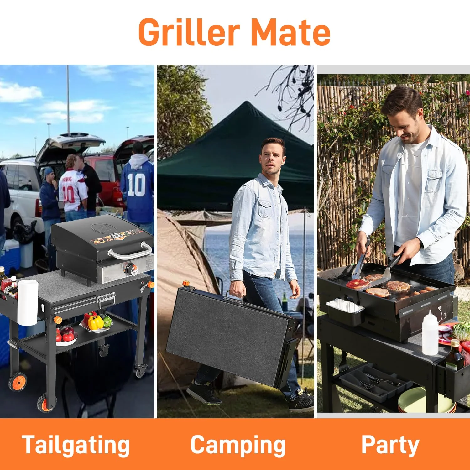 Portable Folding Outdoor Grill Table with Paper Towel Holder