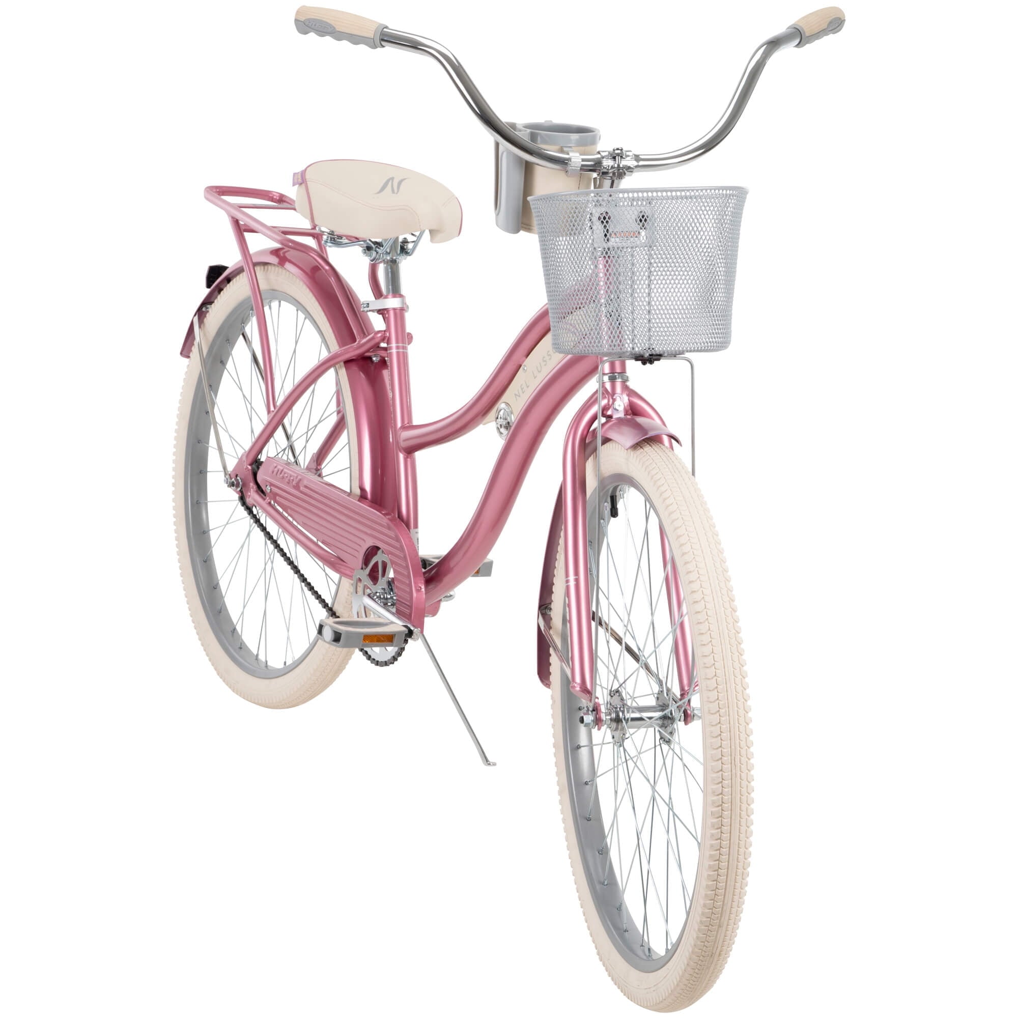 26 In. Nel Lusso Women's Beach Cruiser Bike. Pink Taffeta