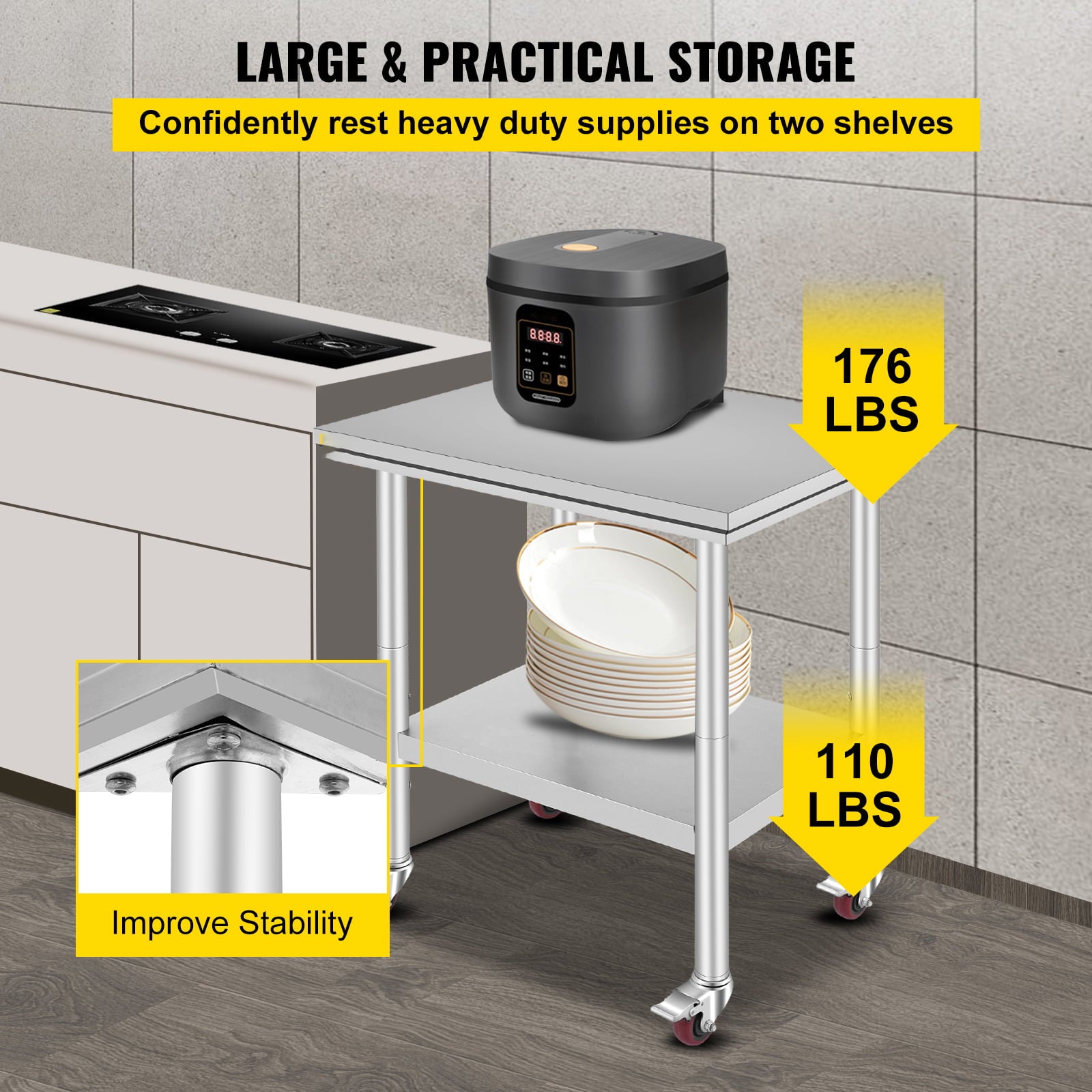 Stainless Steel Work Table |30x24inch | Food Prep NSF | Utility Work Station