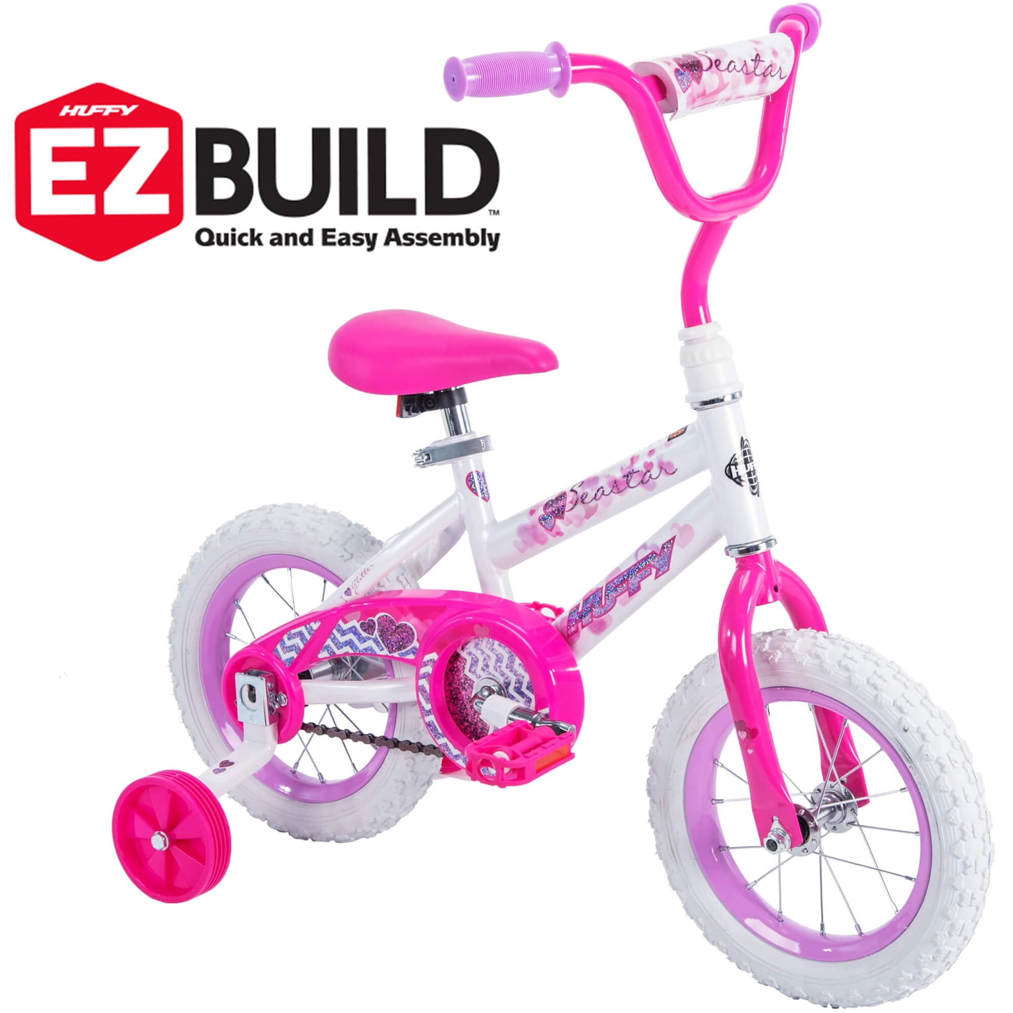 12 in. Sea Star Kids Bike for Girl ages 3 - 5 years. White