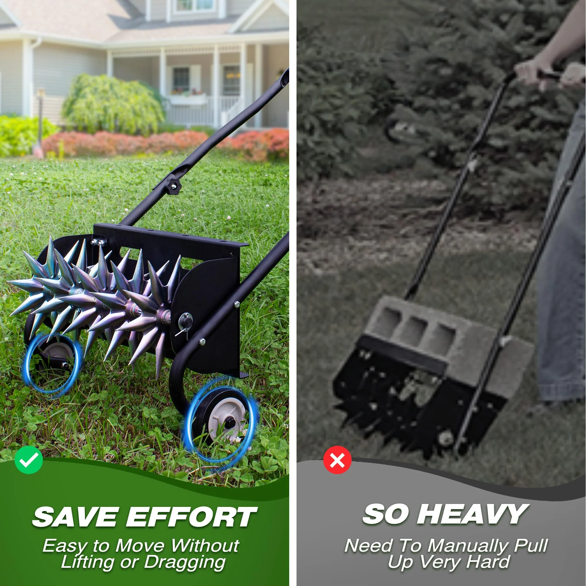Suchtale 18 Inch Push Spike Aerator. Heavy Duty Rolling Lawn Aerator