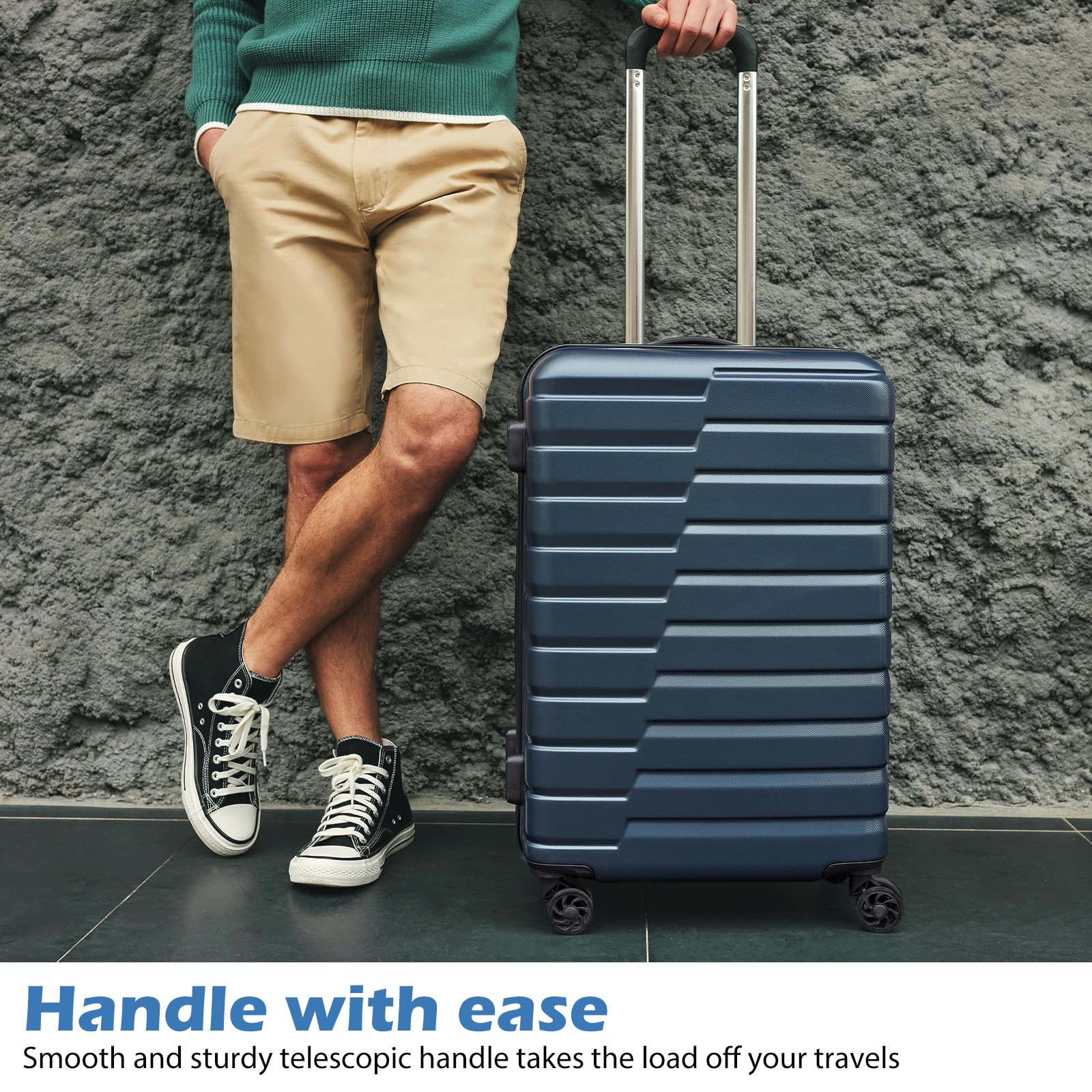 COOLIFE Expandable Suitcase PC ABS TSA Luggage 3 Piece Set
