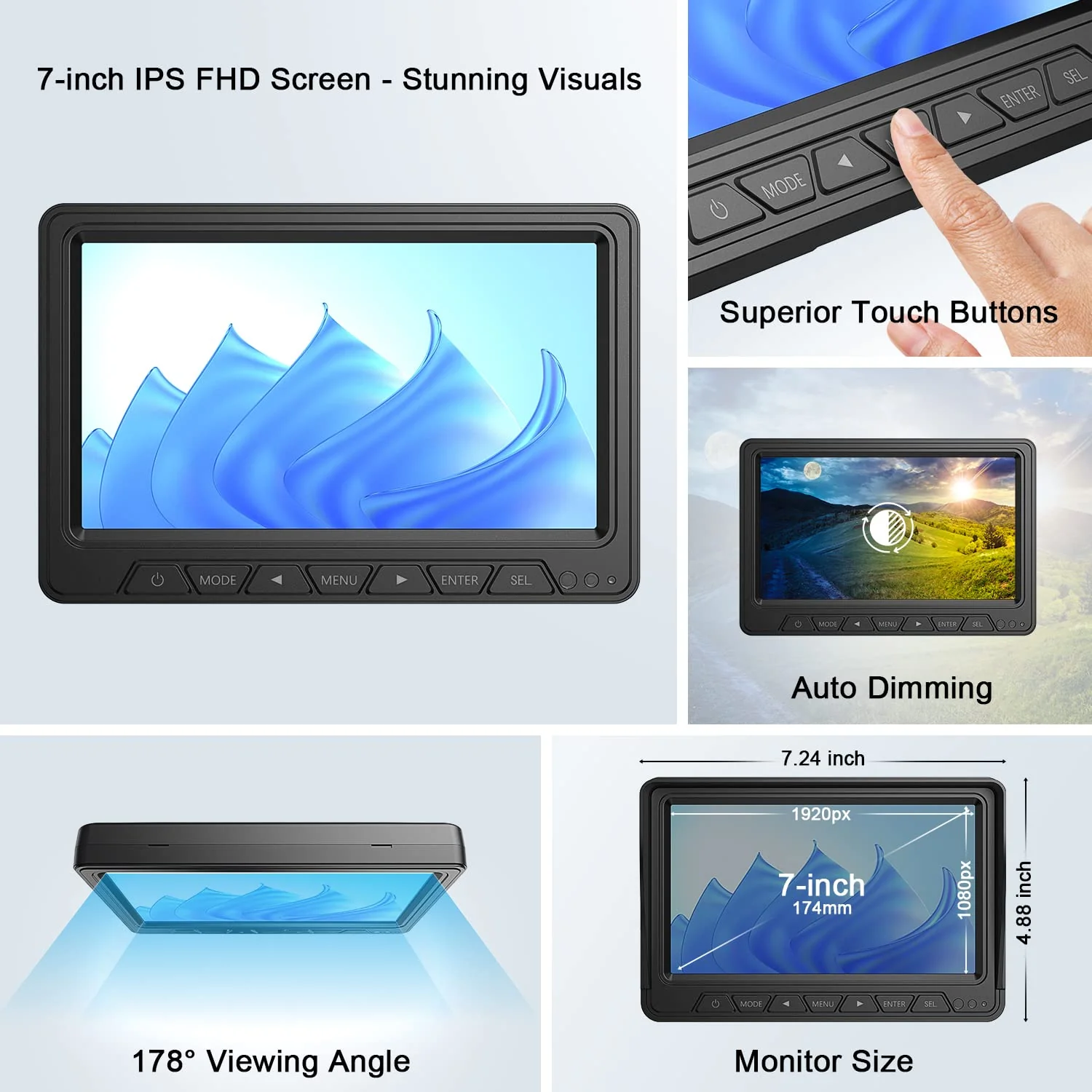 Fookoo HD 7-inch Wireless RV Backup Camera System