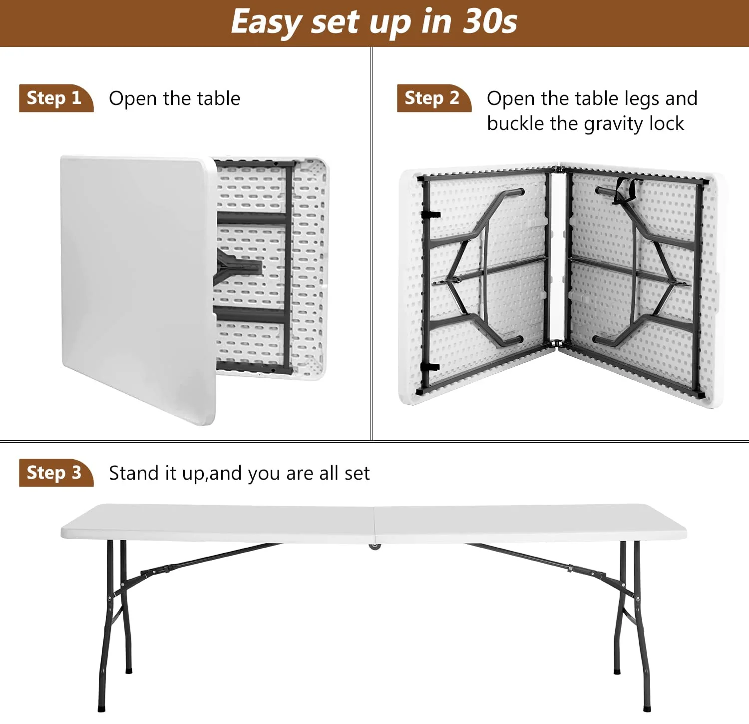 FDW Folding Table for Office Home Camping Party