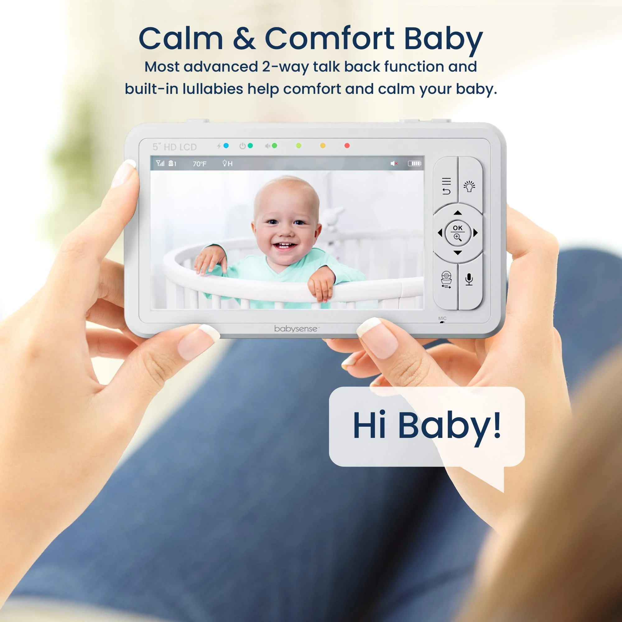 Babysense 5 HD Split-Screen Baby Monitor with 2 Cameras and Audio