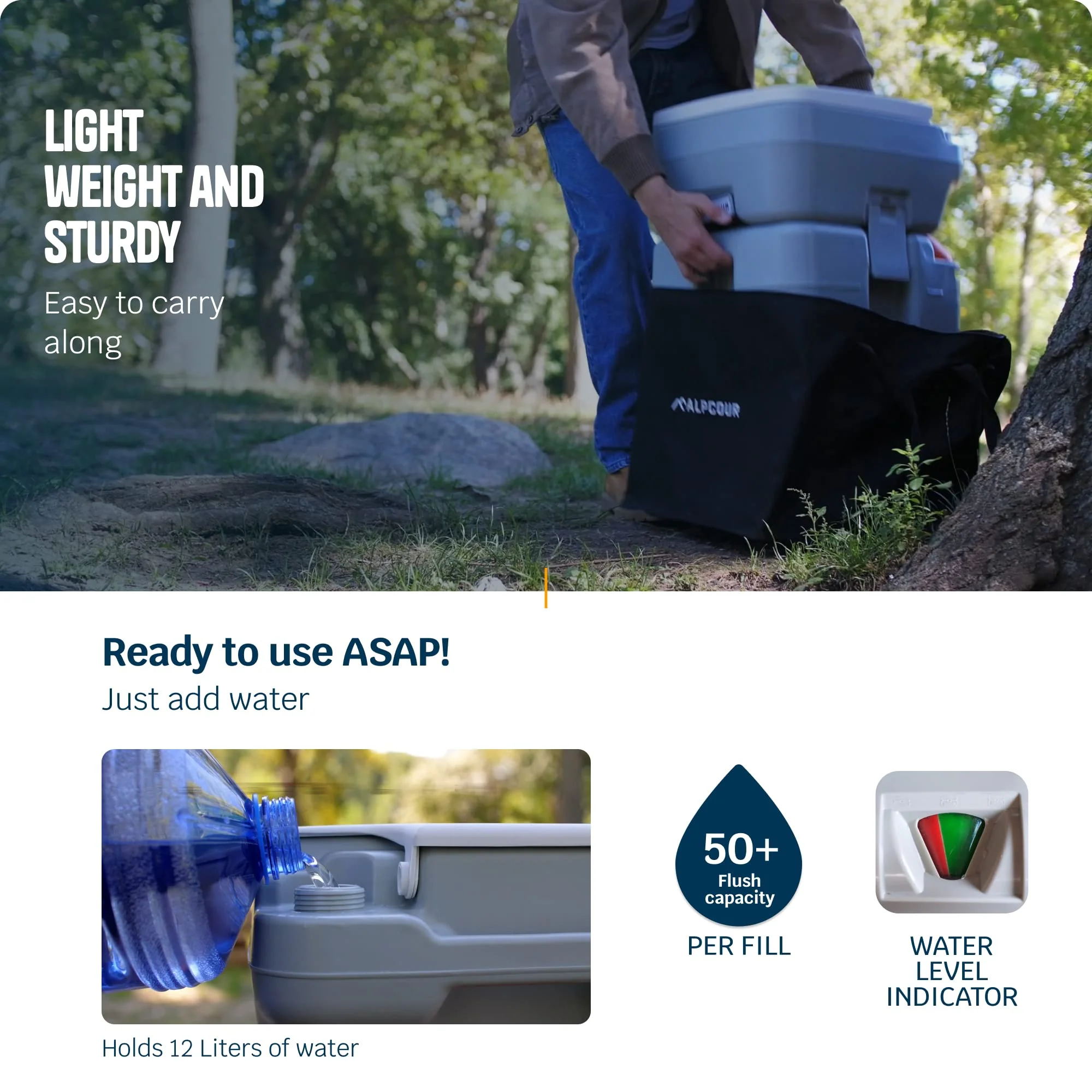 Alpcour Portable Toilet for Camping with 5.3 Gallon Waste Tank