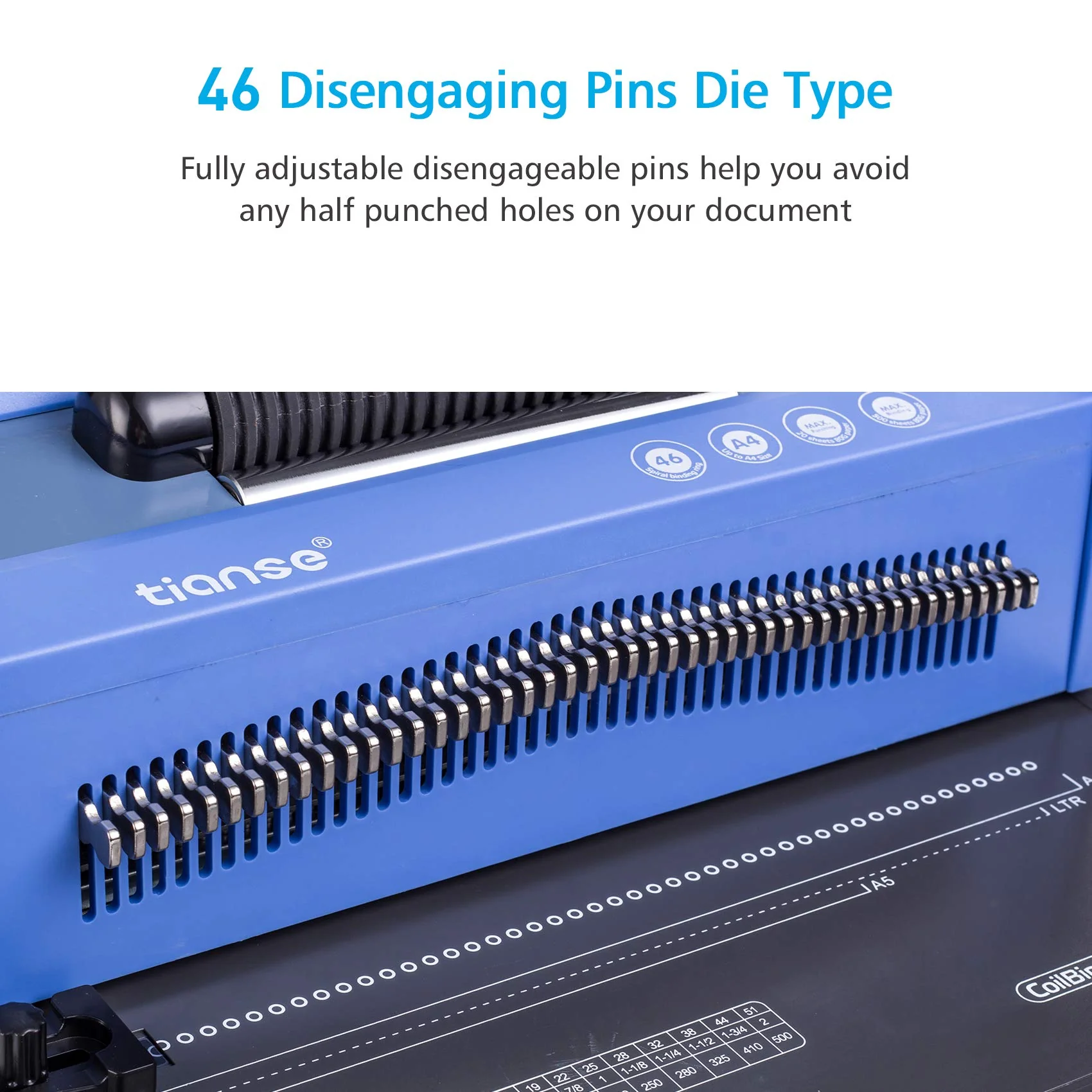 TIANSE Spiral Coil Binding Machine. Manual Book Maker Punch Binder