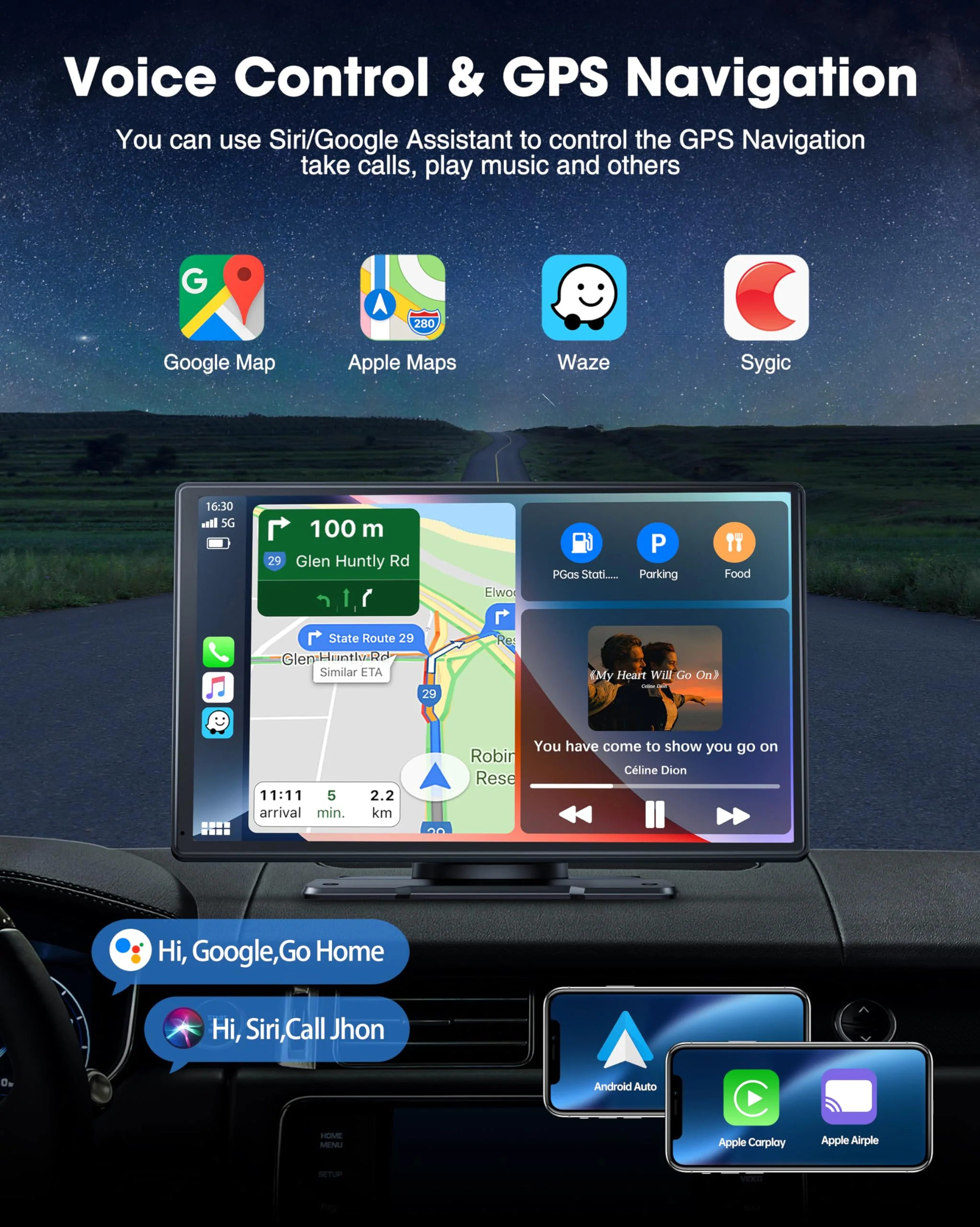 LAMTTO 9-Inch Wireless Car Stereo with Carplay. 1080P Camera