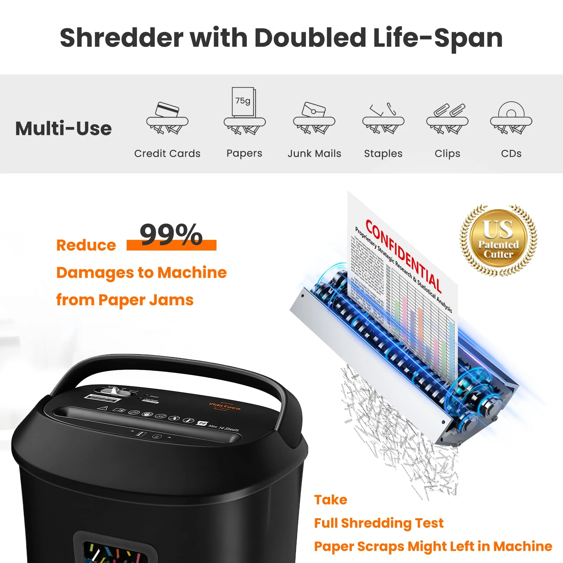 VidaTeco 14-Sheet Cross-Cut Paper Shredder