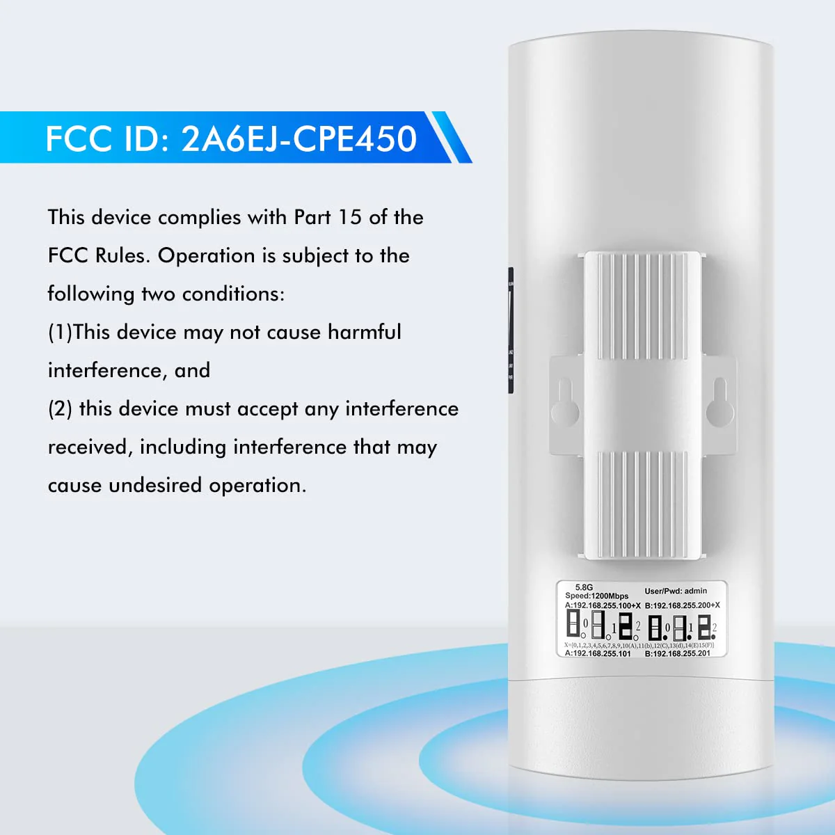 UeeVii CPE450 5.8G 100Mbps Access Point to Point WiFi Bridge
