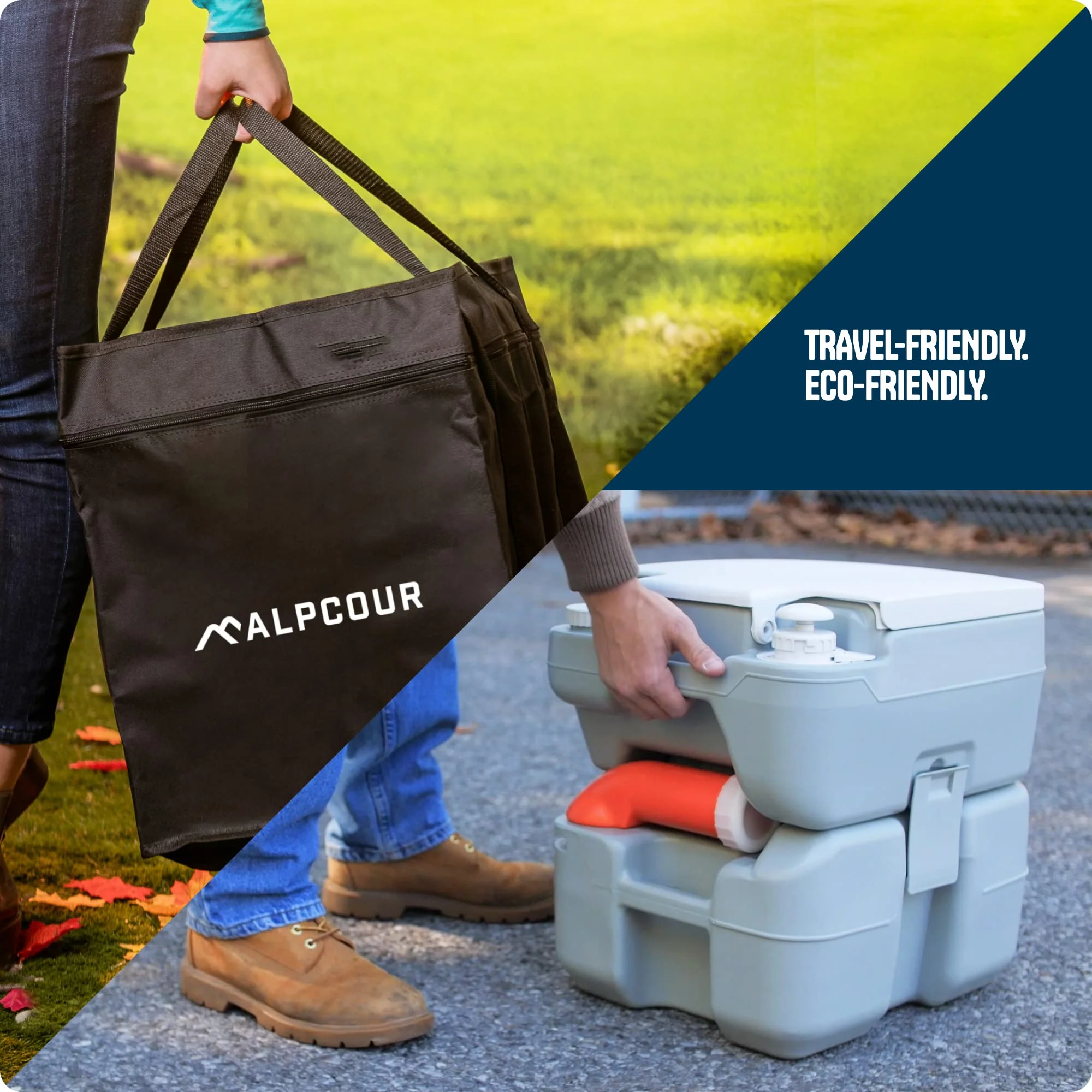 Alpcour Portable Toilet for Camping with 5.3 Gallon Waste Tank