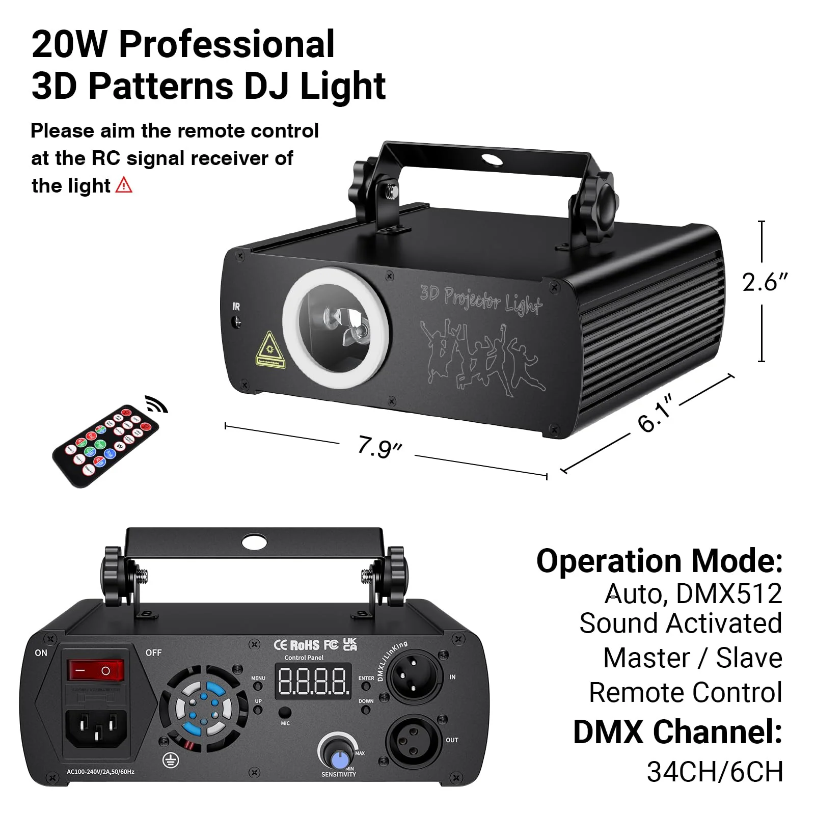 Ehaho DJ Laser Party Lights. 3D Animation RGB Lazer Stage Lighting