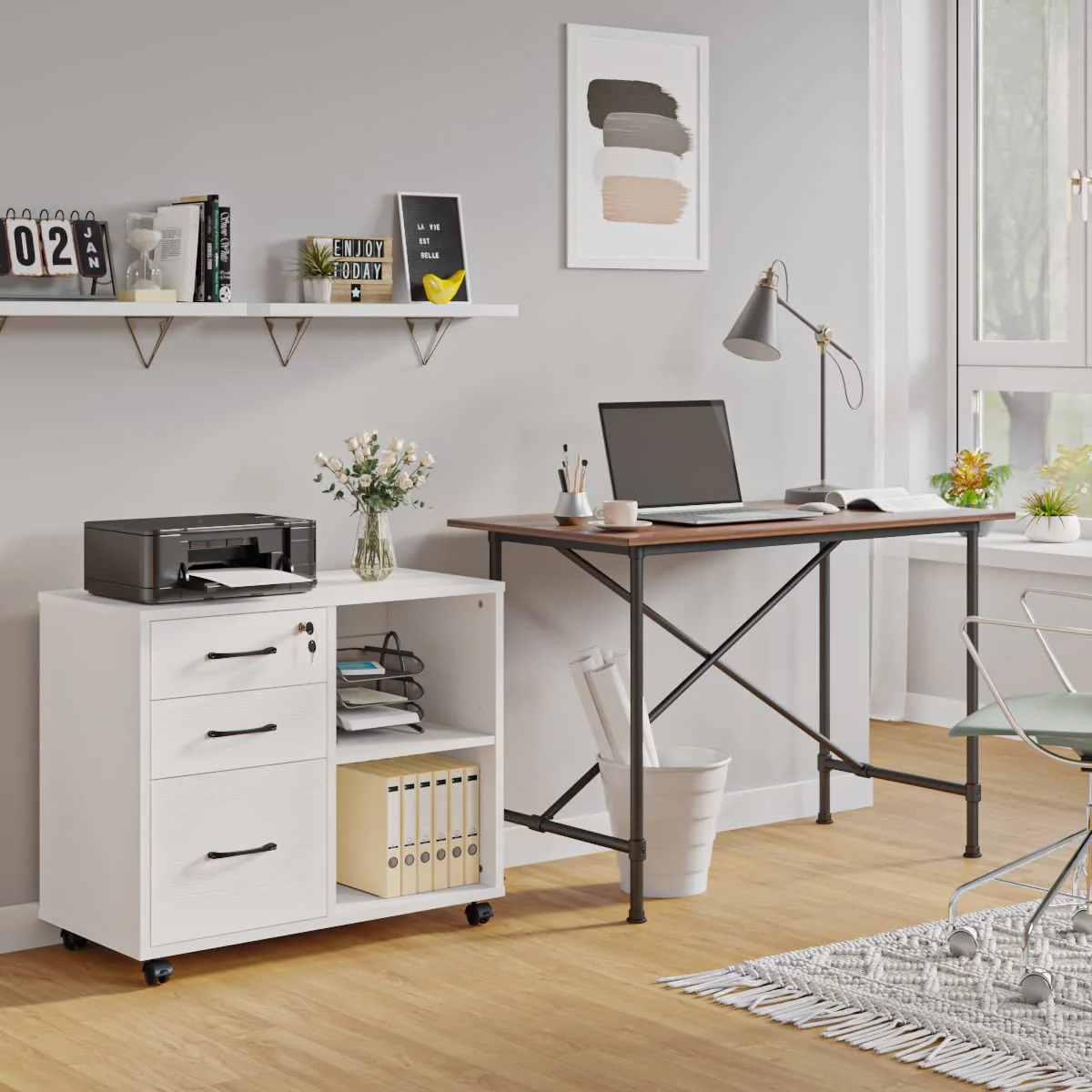 Panana 3 Drawer File Cabinets. Mobile Lateral Printer Stand