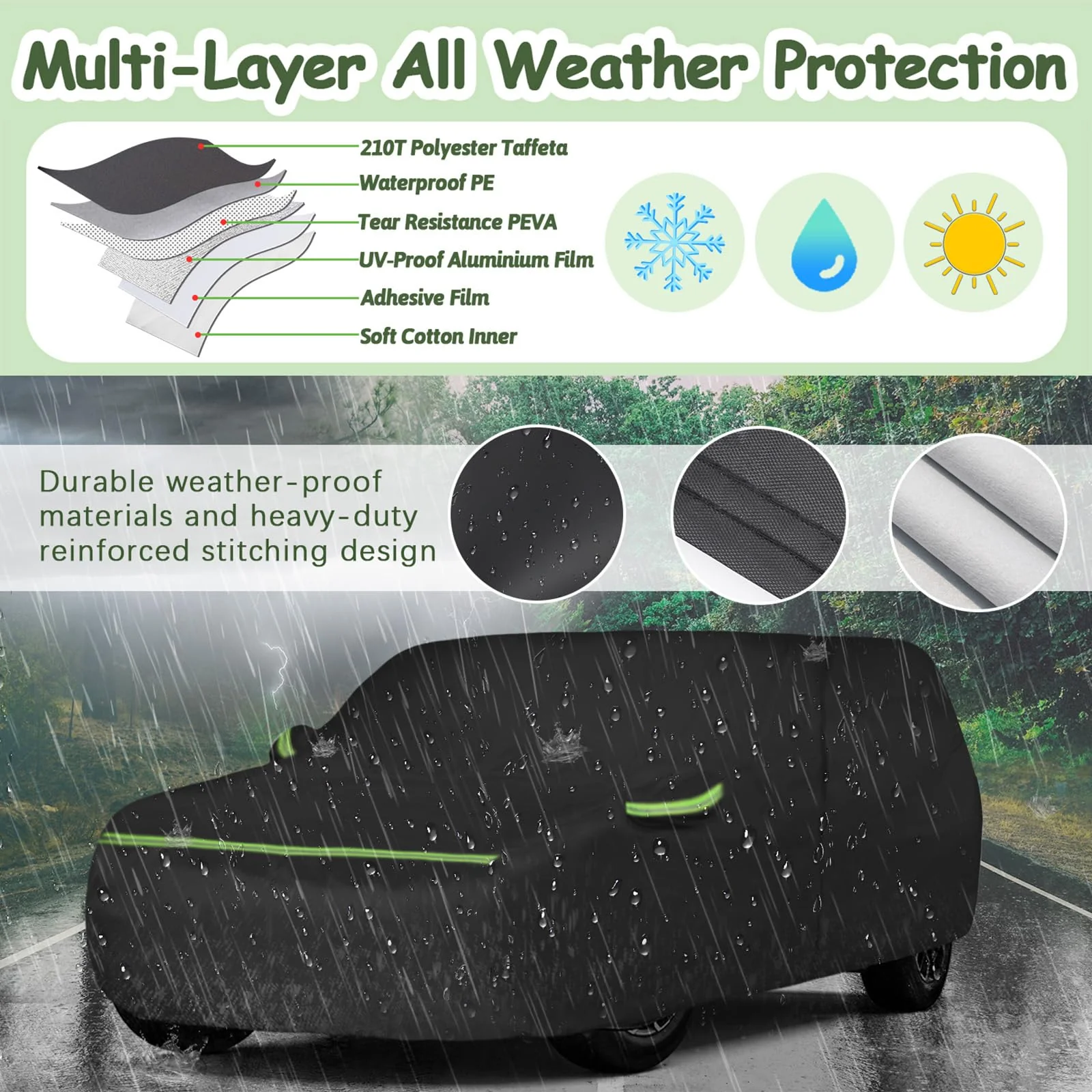 BETERNY 6 Layer Car Cover. Waterproof All-Weather Protection