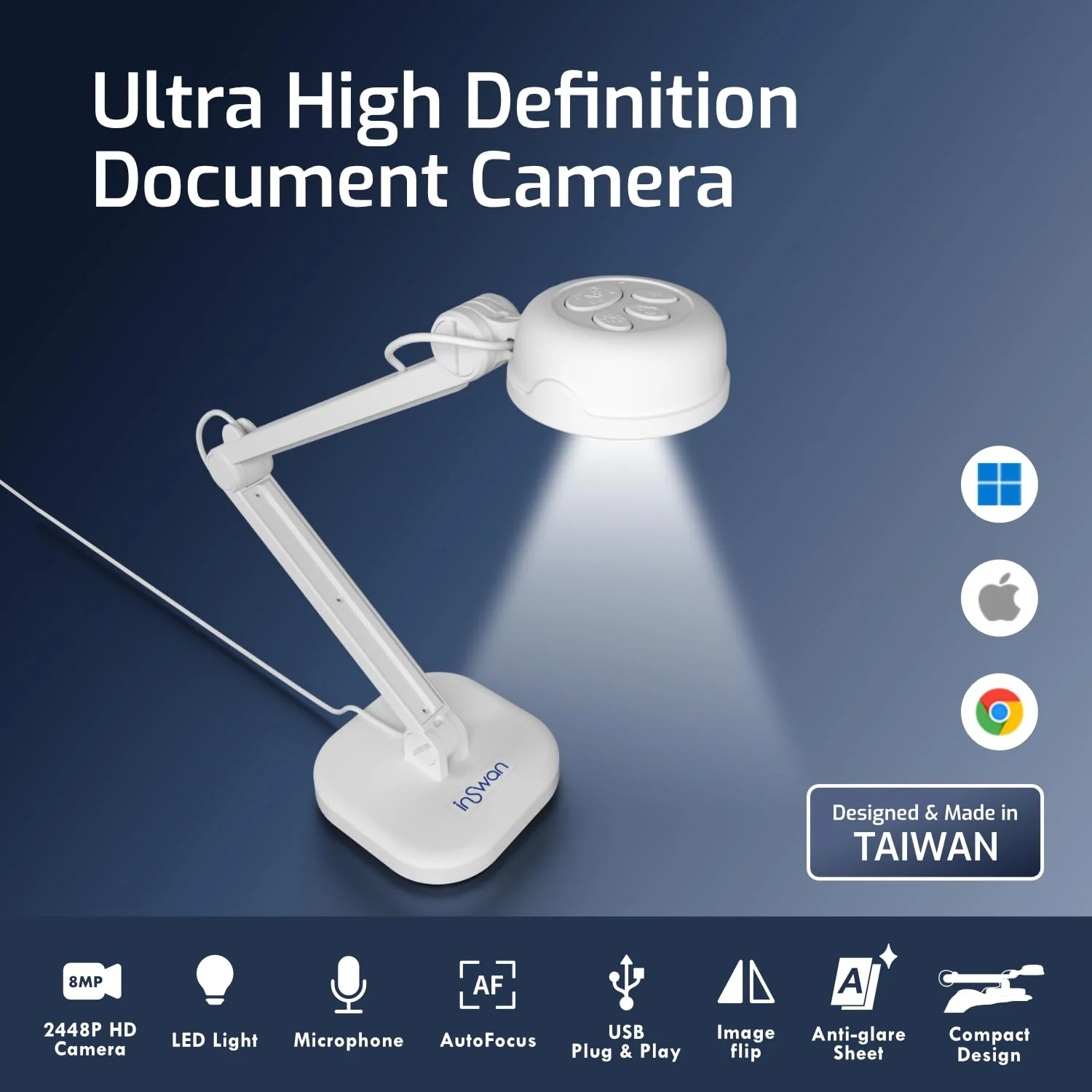 INSWAN INS-1 USB Document Camera. Built-in Microphone